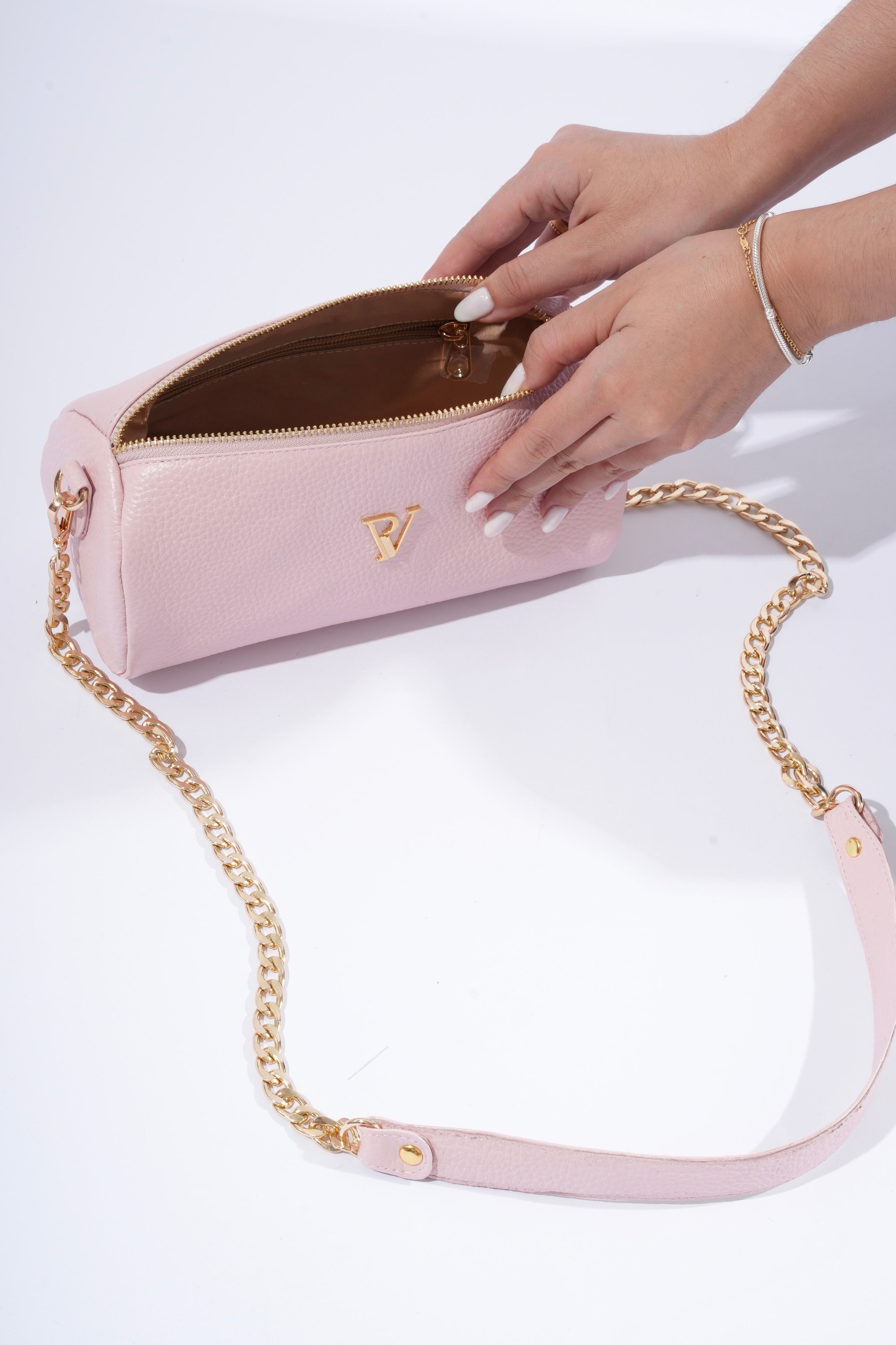 bolso bag Mila rosa en cuero