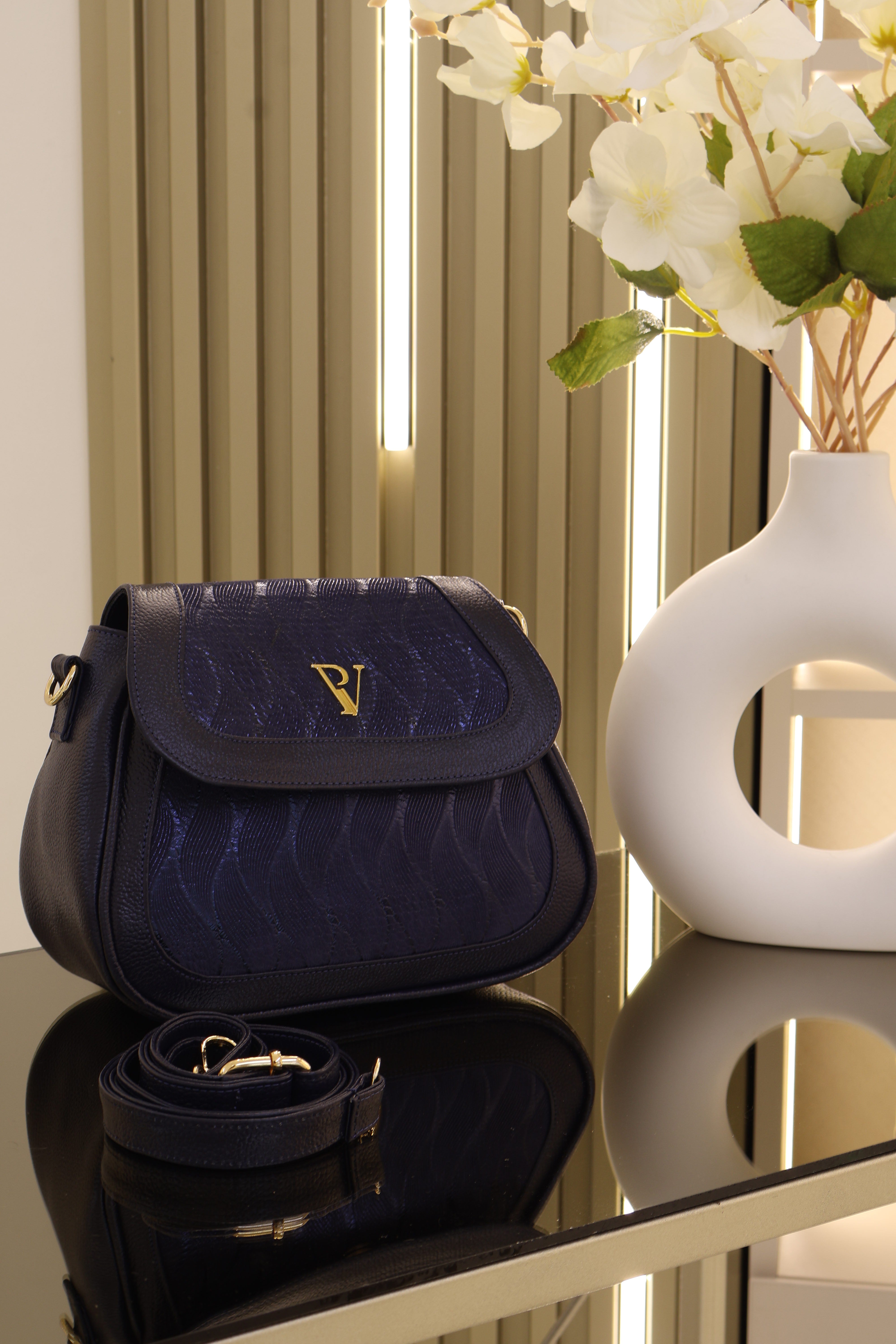 Bolso Siena en cuero azul