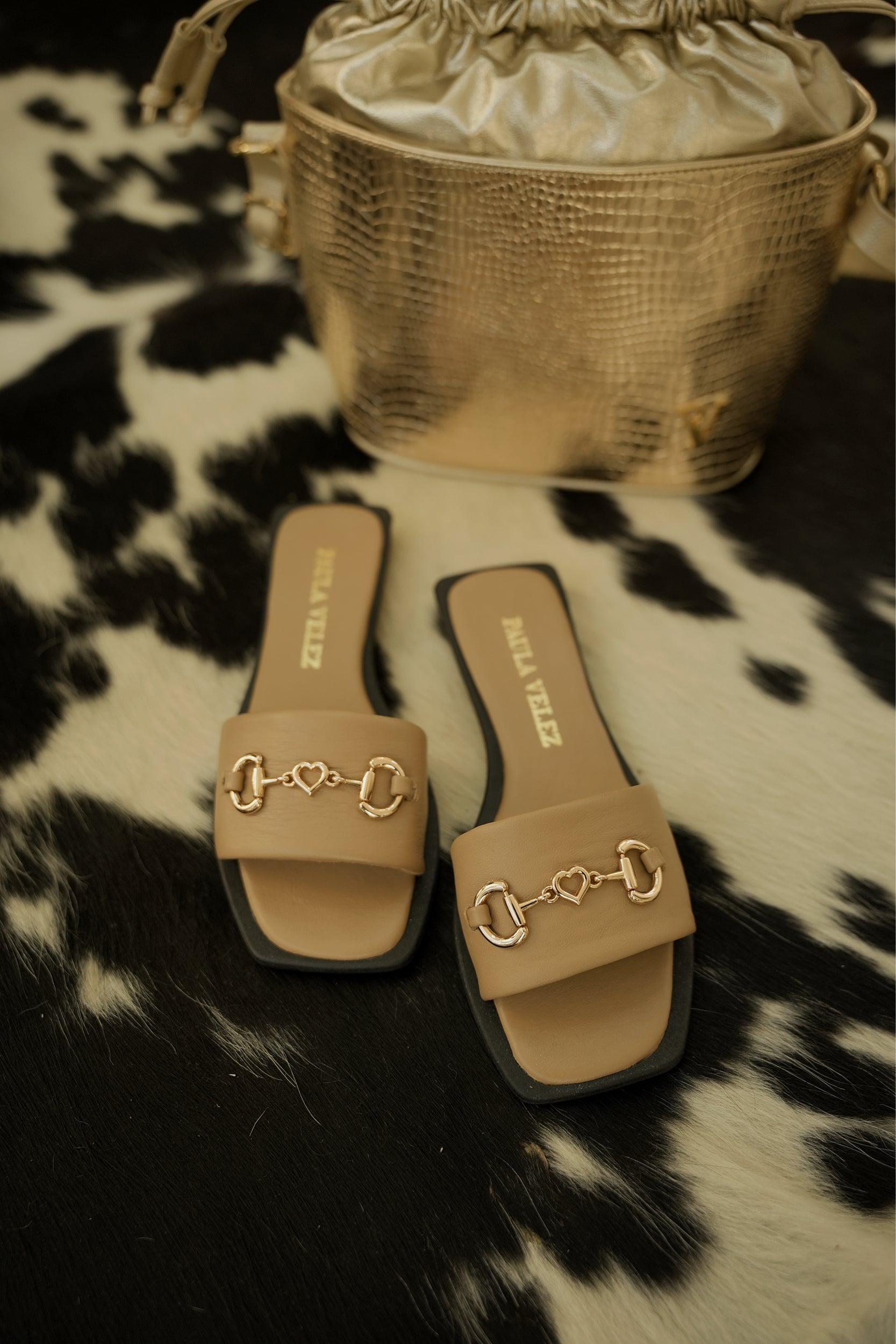 Sandalias mía en cuero taupe