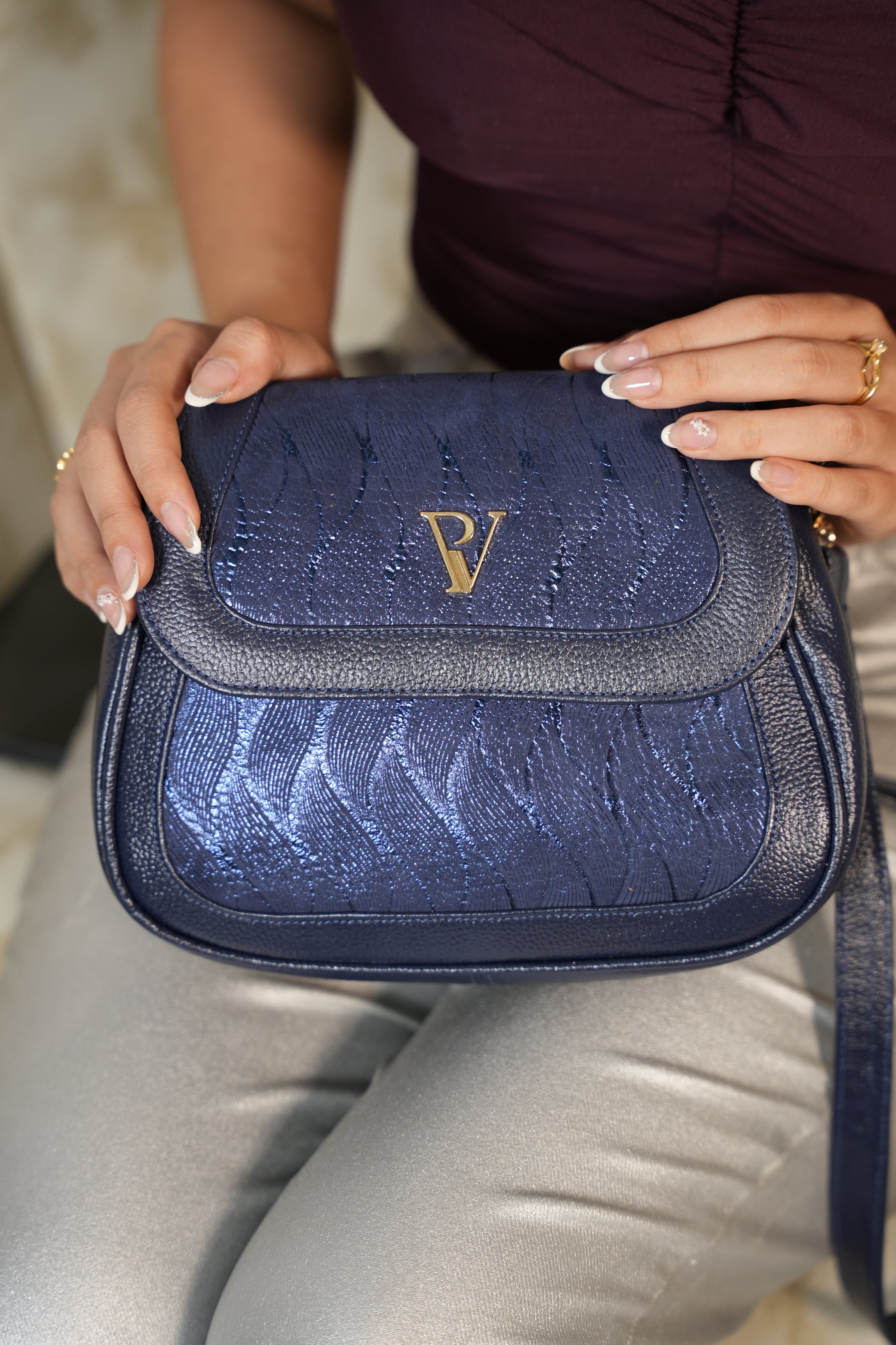 Bolso Siena en cuero azul