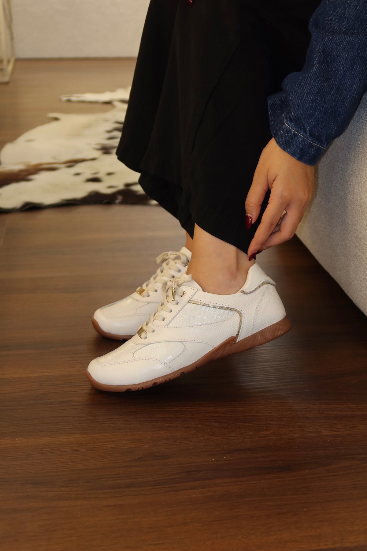 Tenis Boreal Marfil Miu en Cuero - Paula Vélez