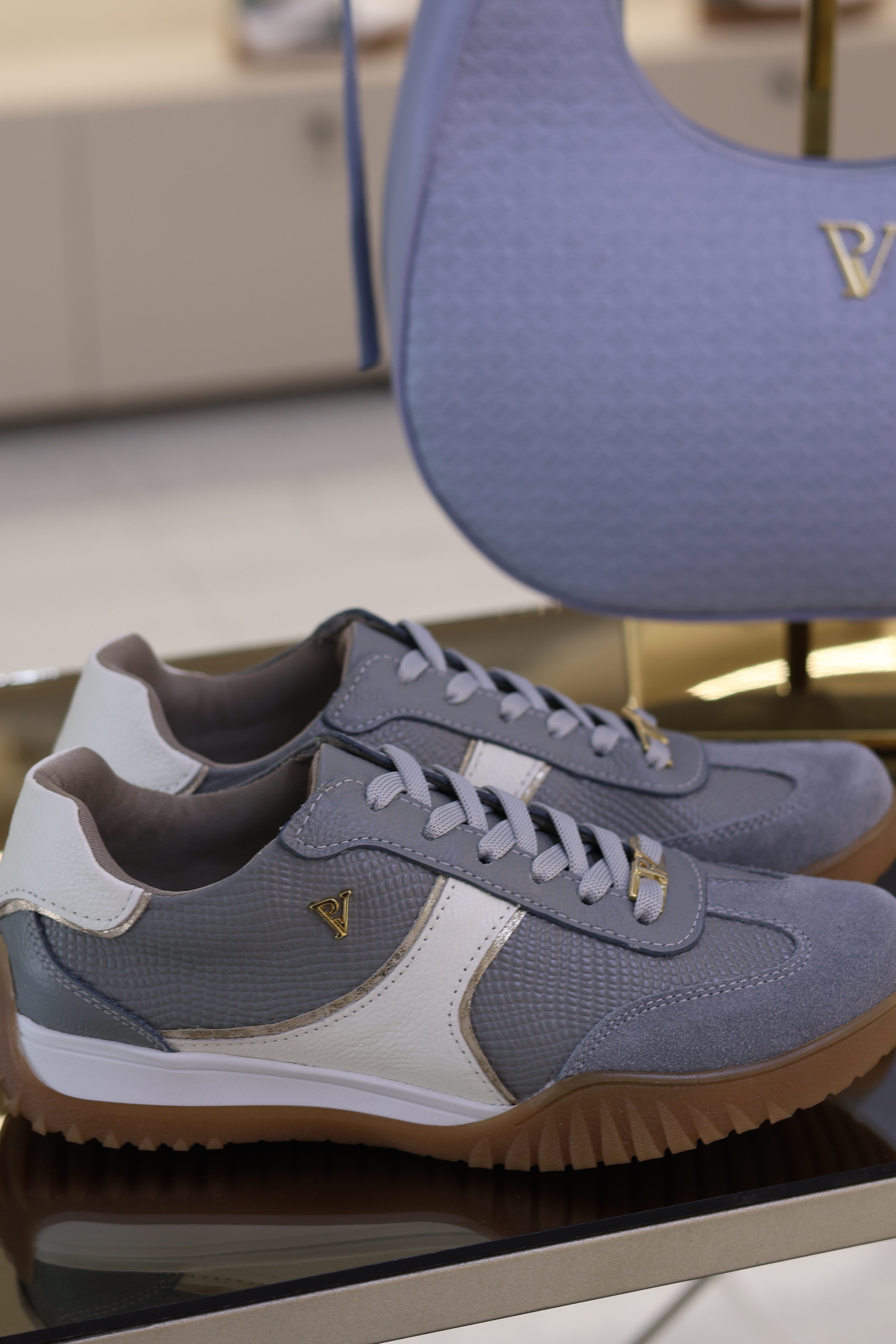 Tenis Milán Baby Talco en cuero