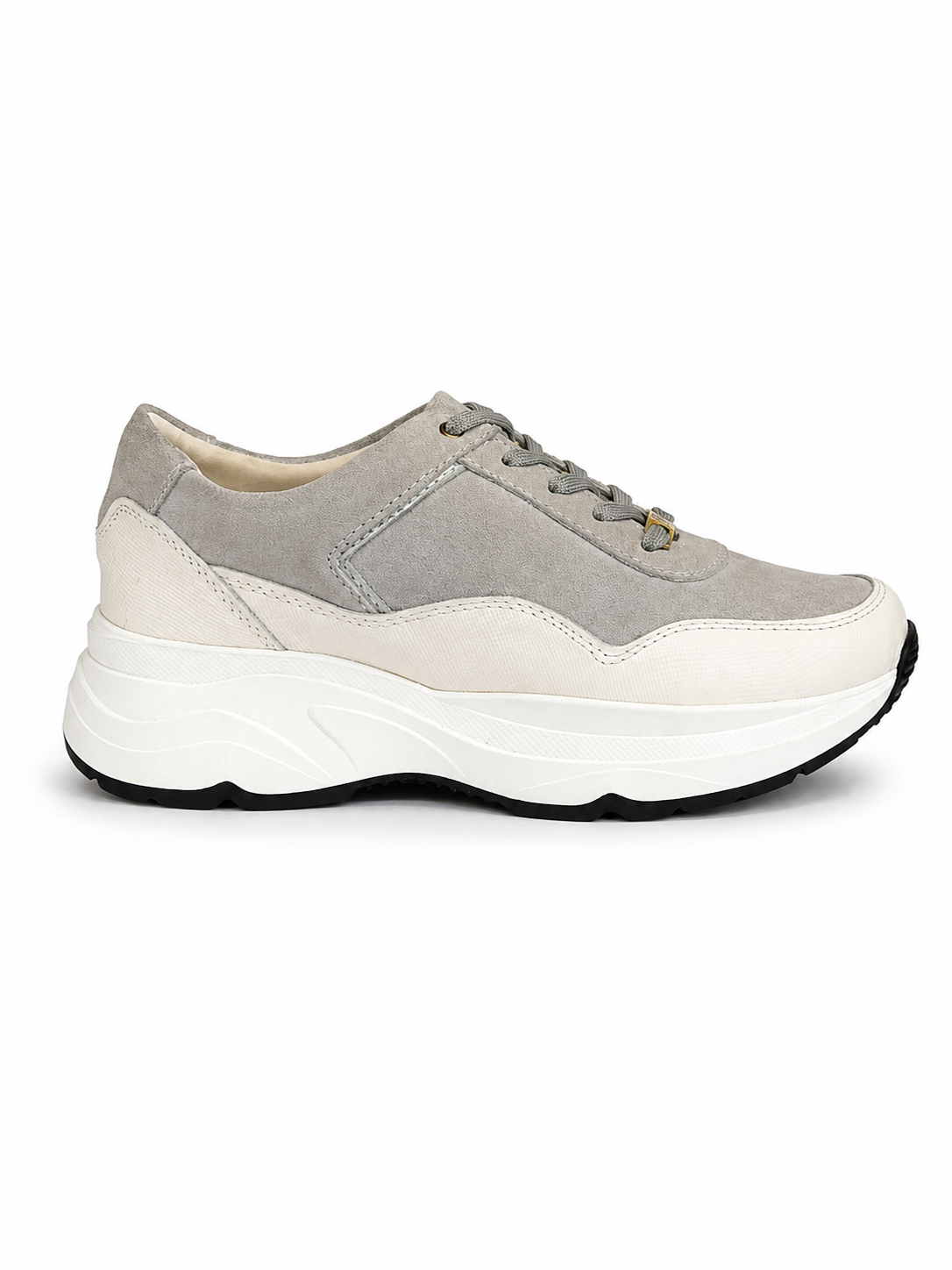 Tenis Luciana blanco carnaza gris en cuero Paula Vélez