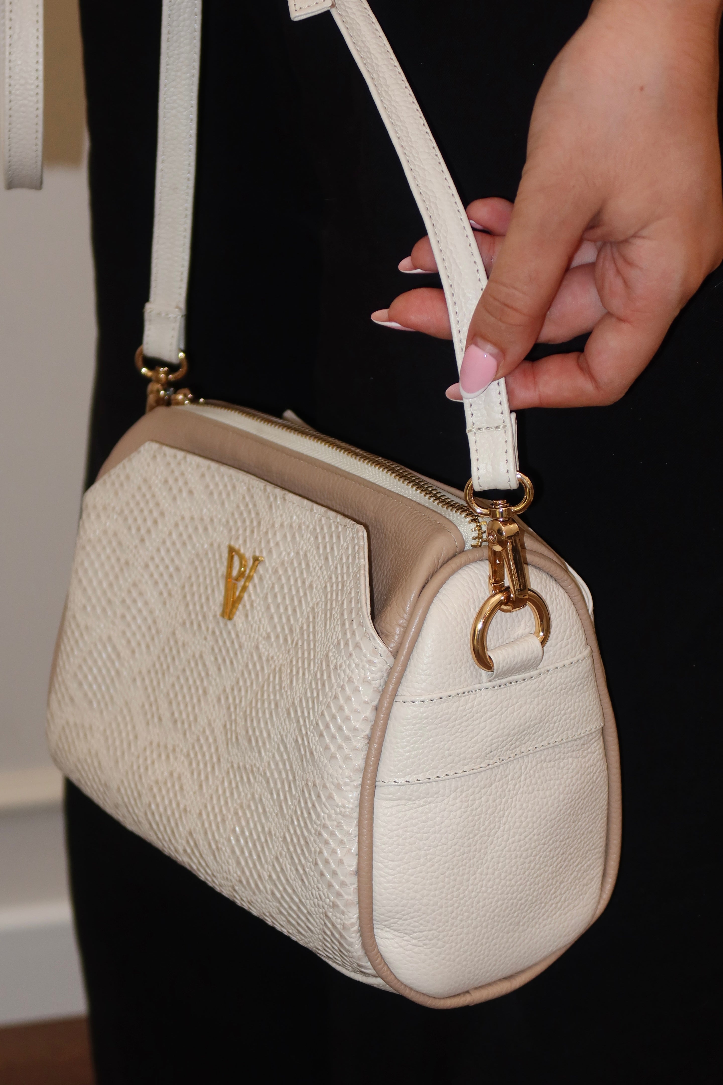 Bolso Tiffany en cuero Avena/Taupe
