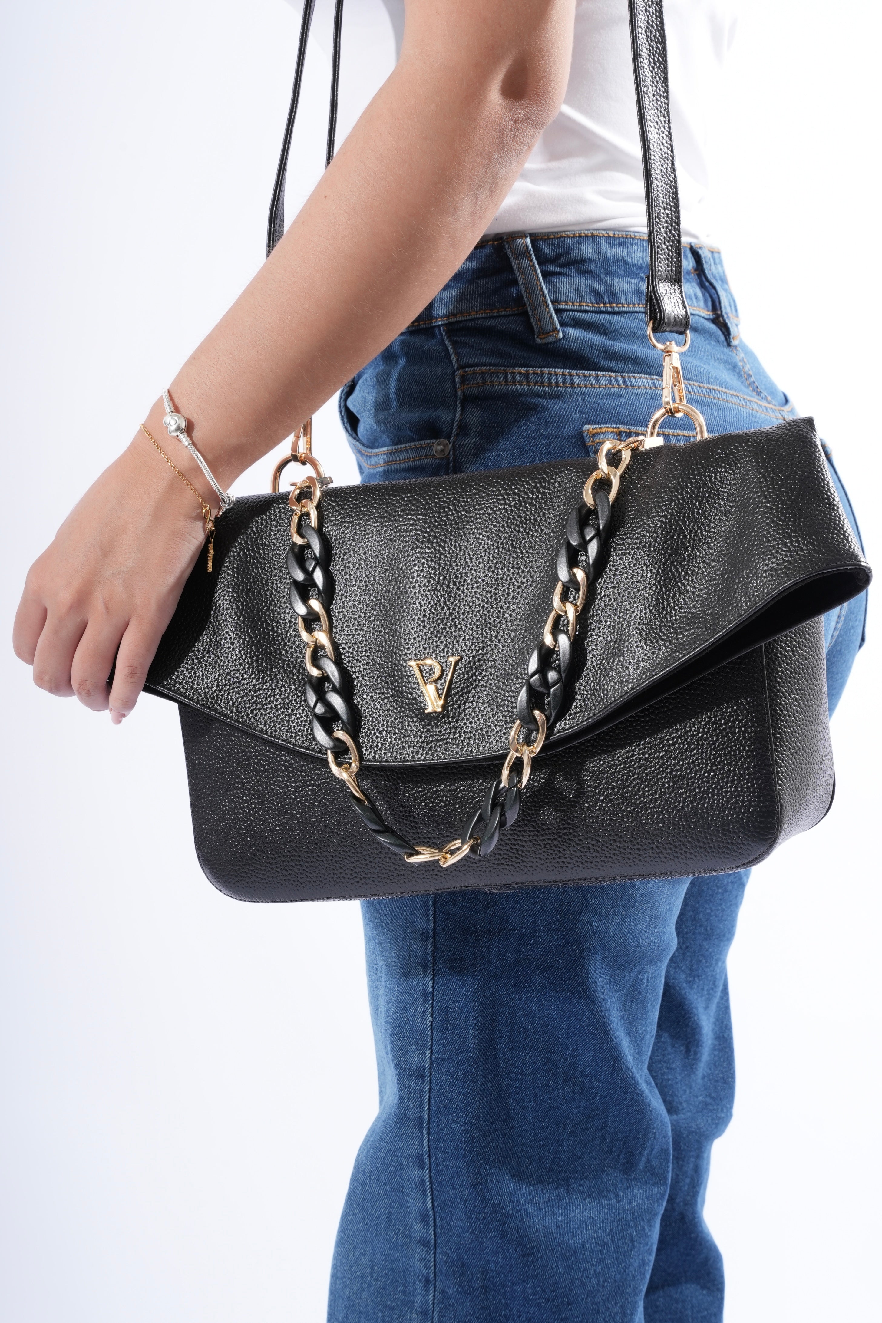 bolso en cuero raquel negro