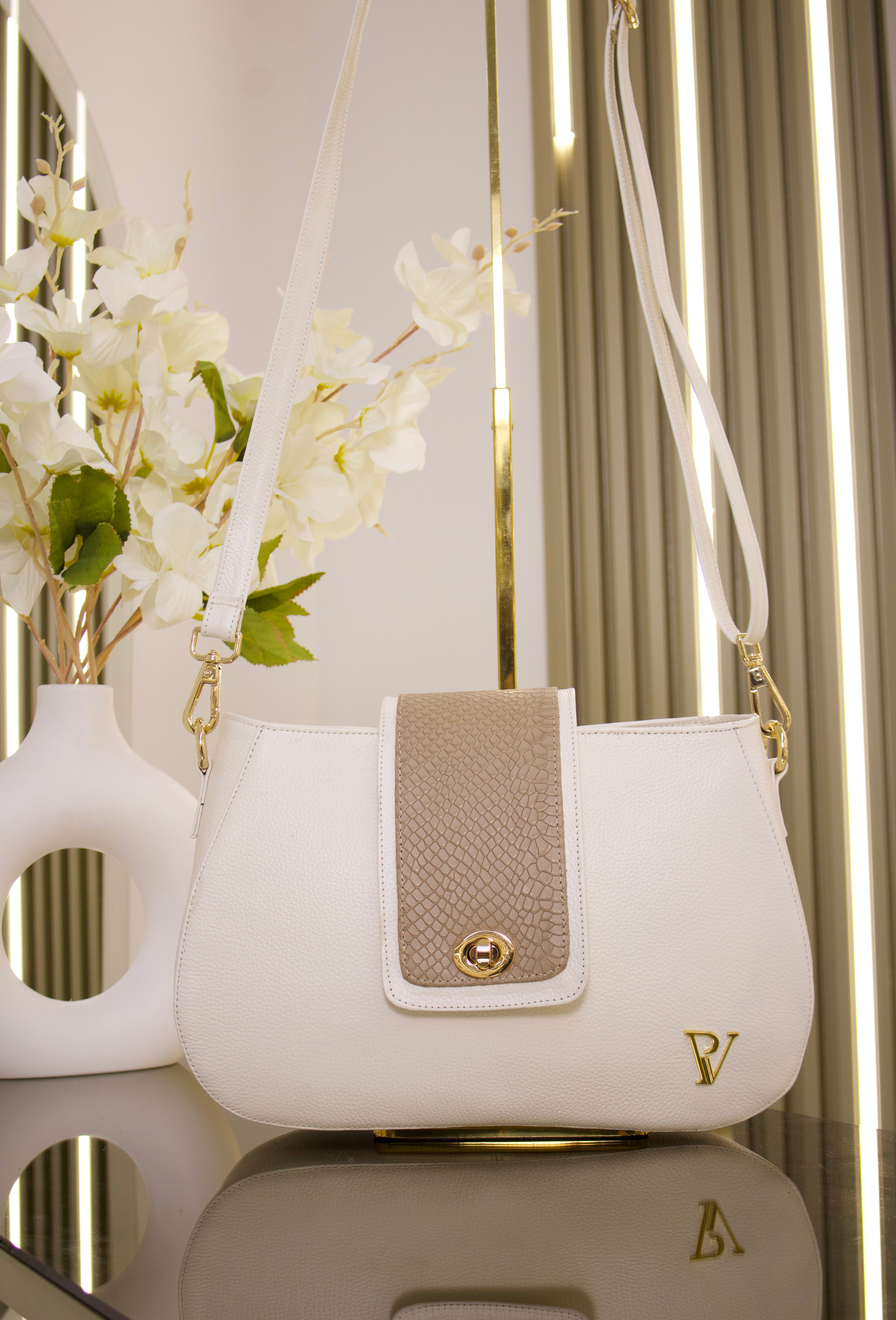 Bolso Toscana talco taupe en cuero