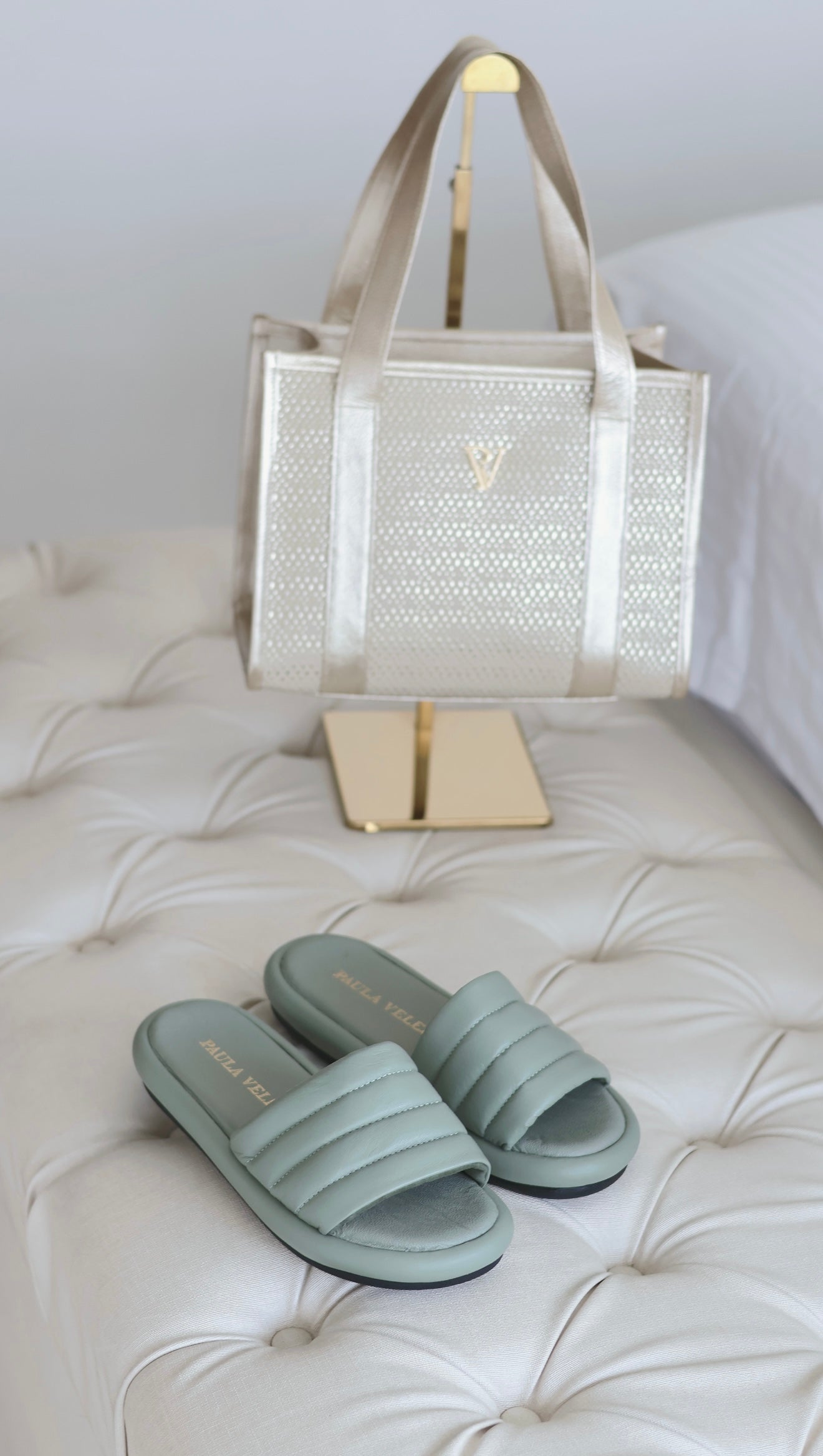 Sandalias Aura en cuero verde