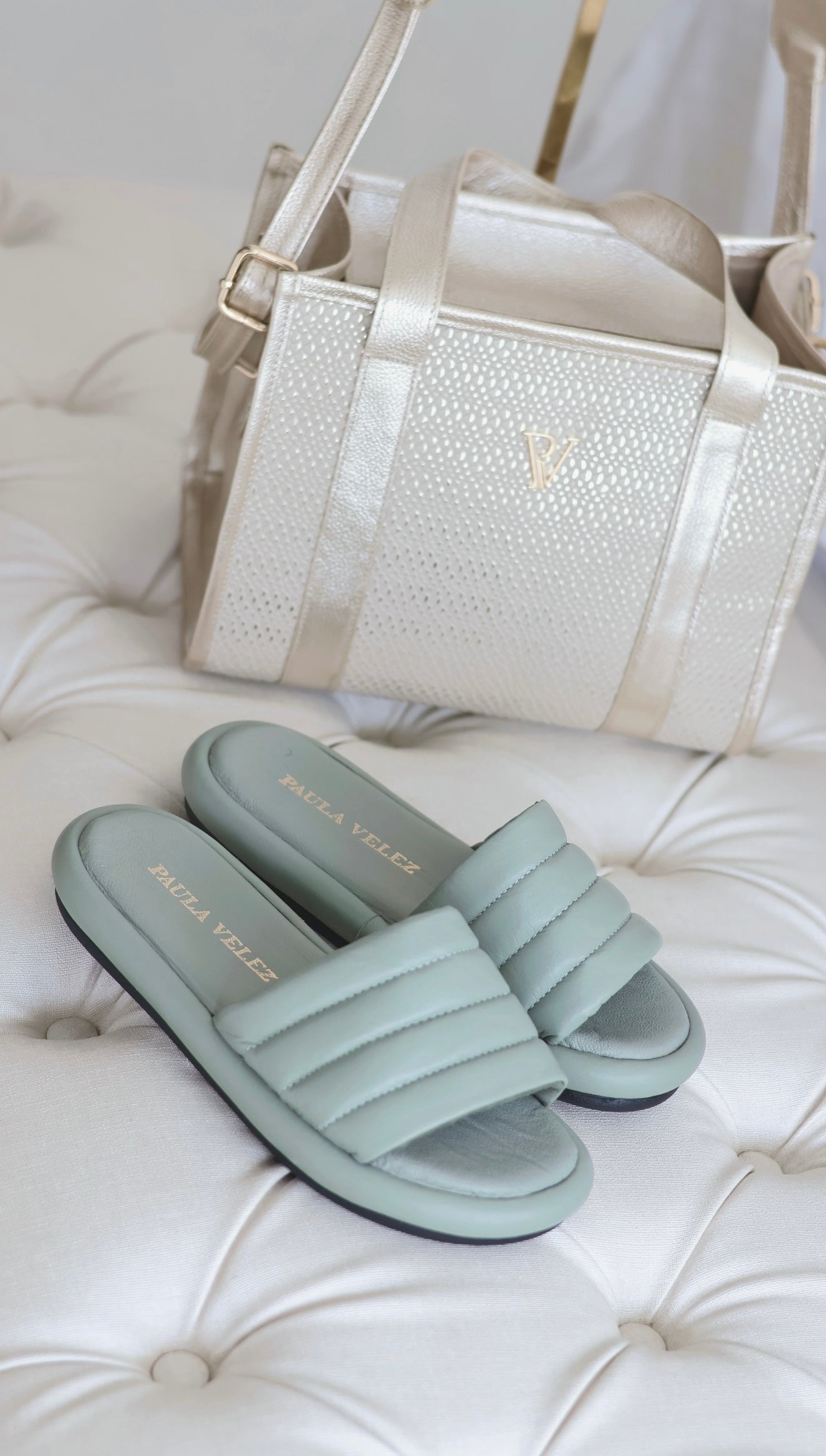 Sandalias Aura en cuero verde
