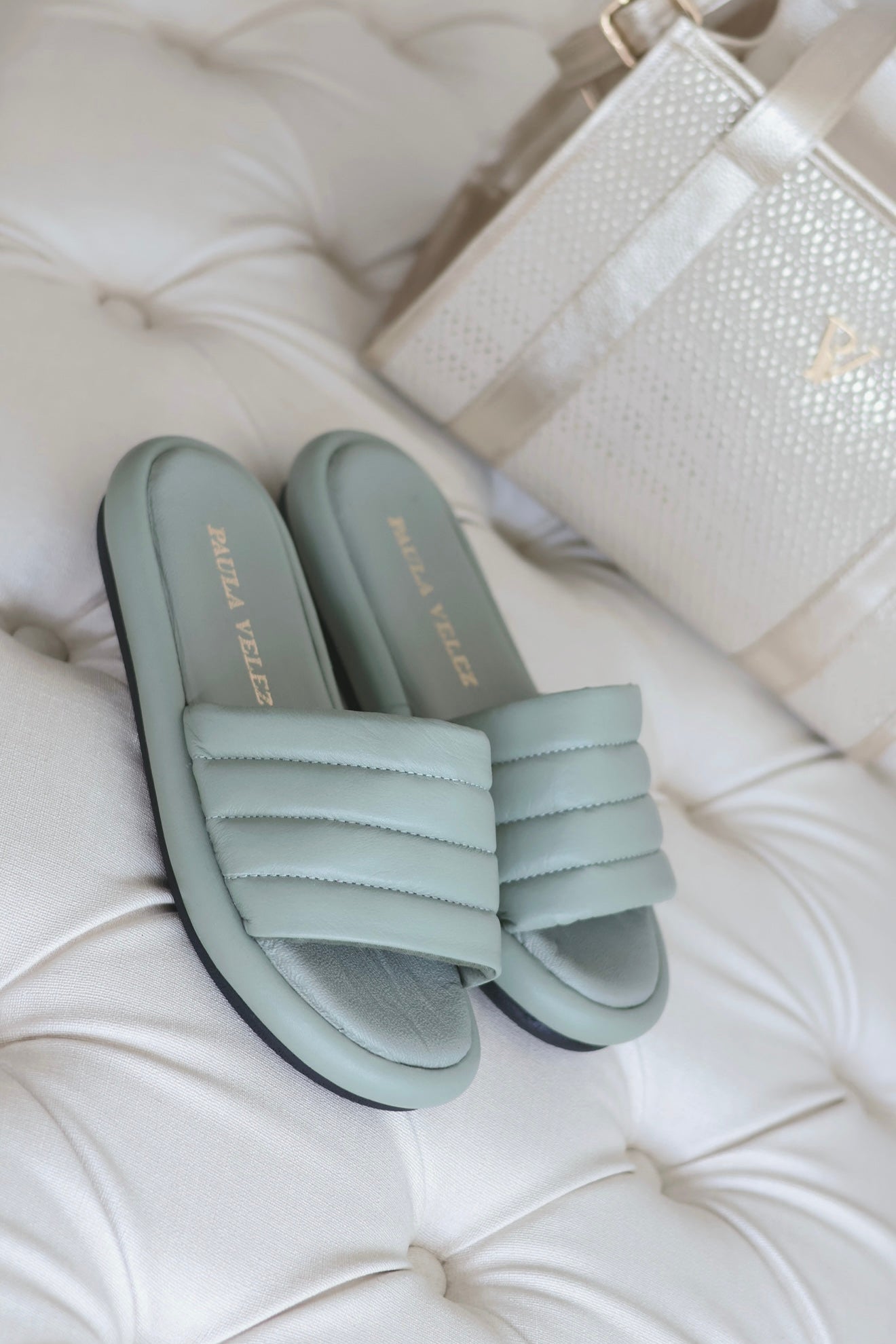 Sandalias Aura en cuero verde