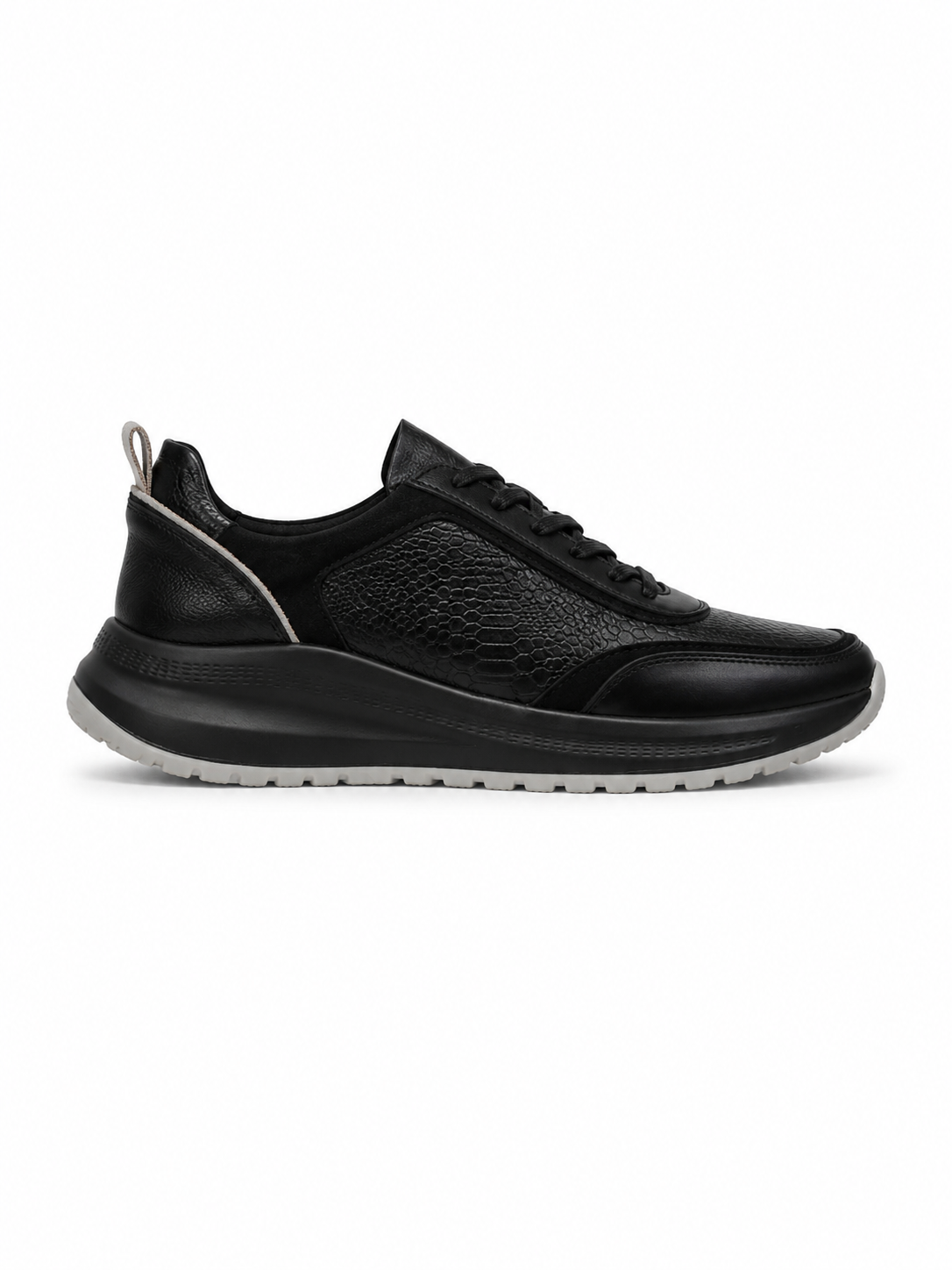 Tenis Origen para hombre en cuero Negro Largarto Panda