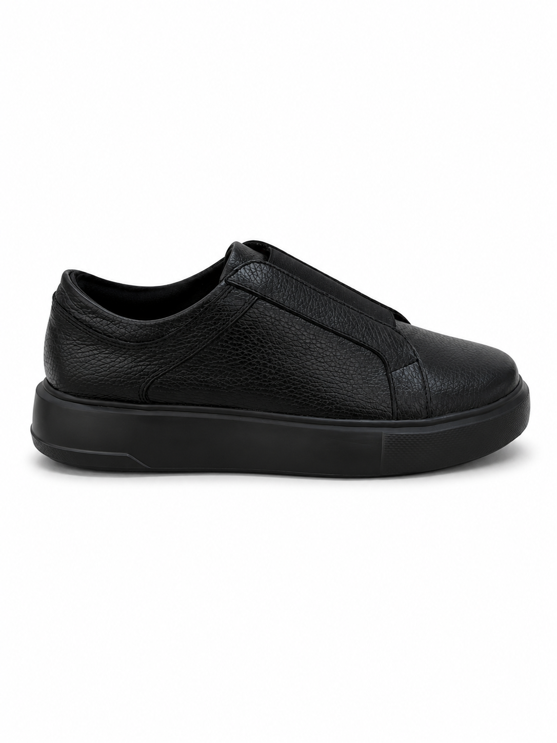 Tenis en cuero negro con elástico para hombre