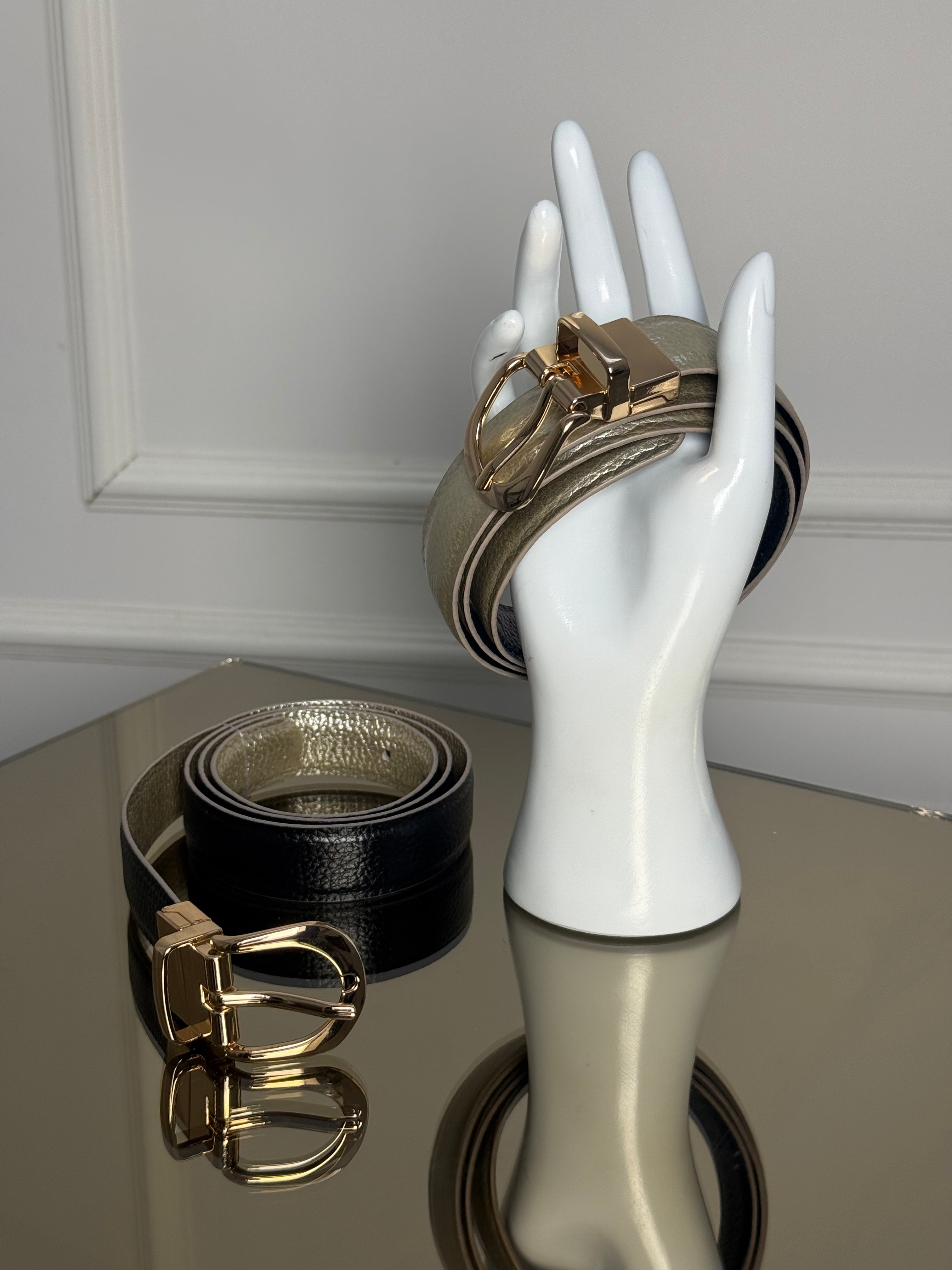 Cinturon Doble Faz Negro Champán