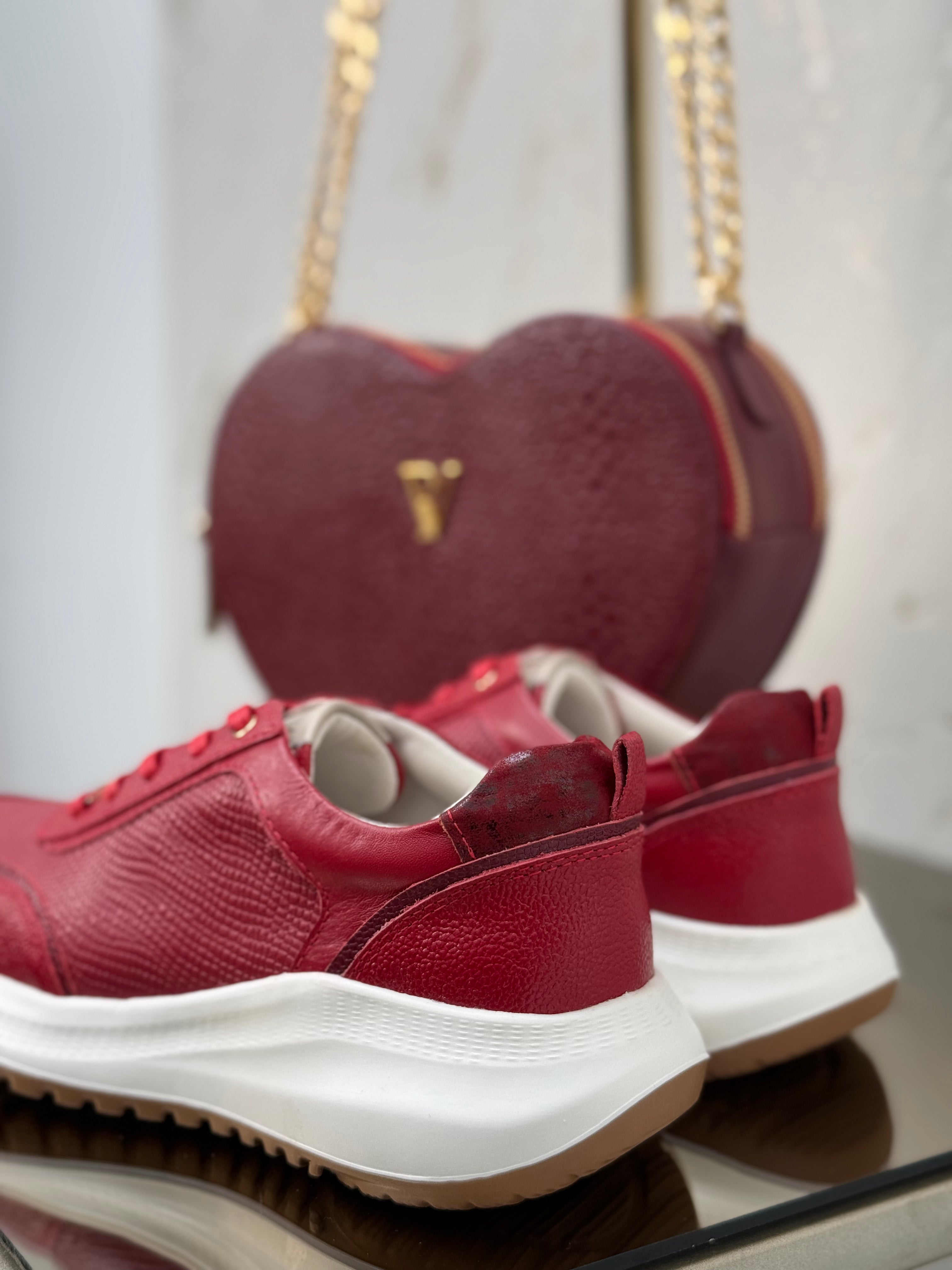 Tenis Origen Rojo en Cuero