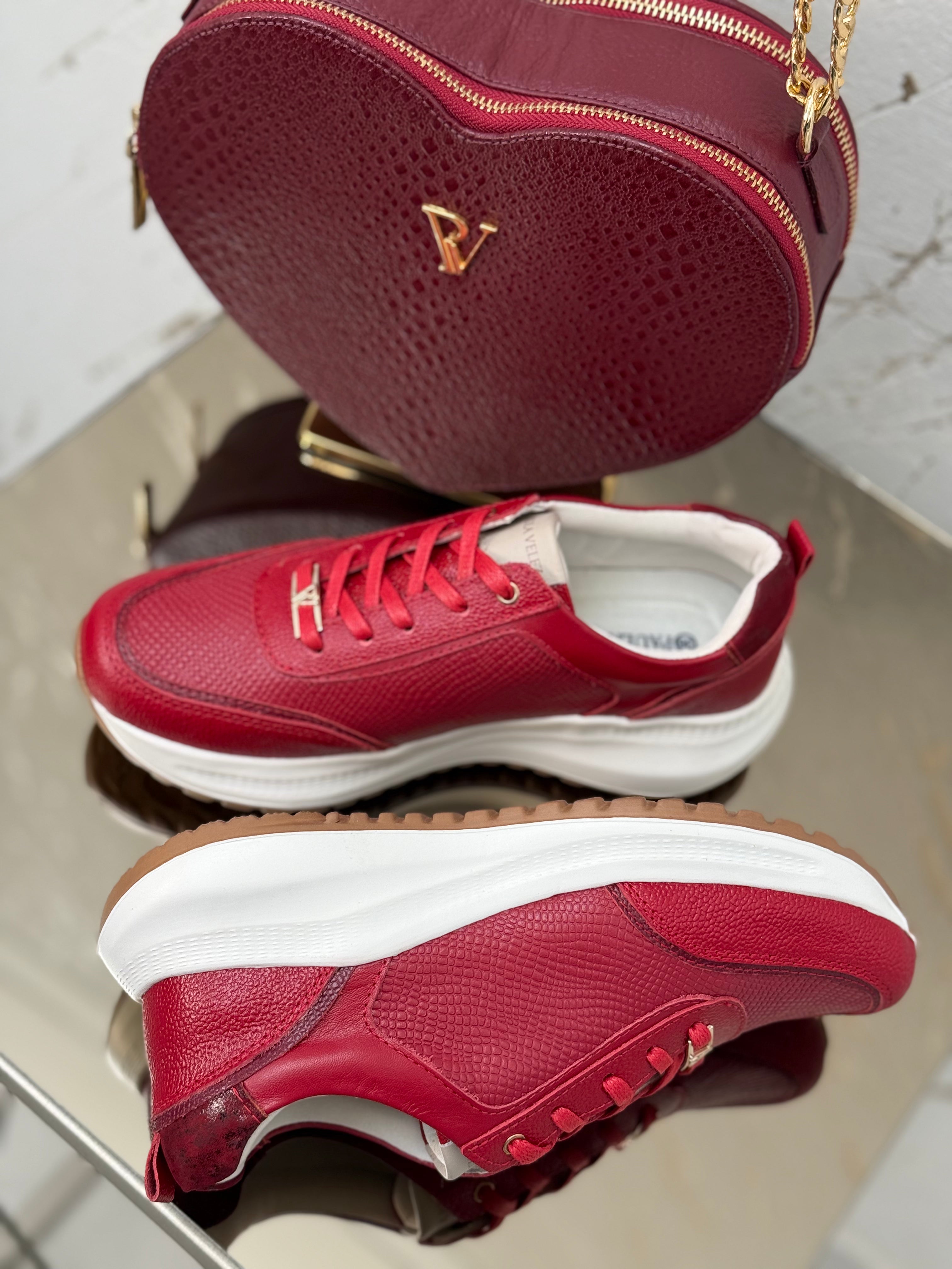 Tenis Origen Rojo en Cuero