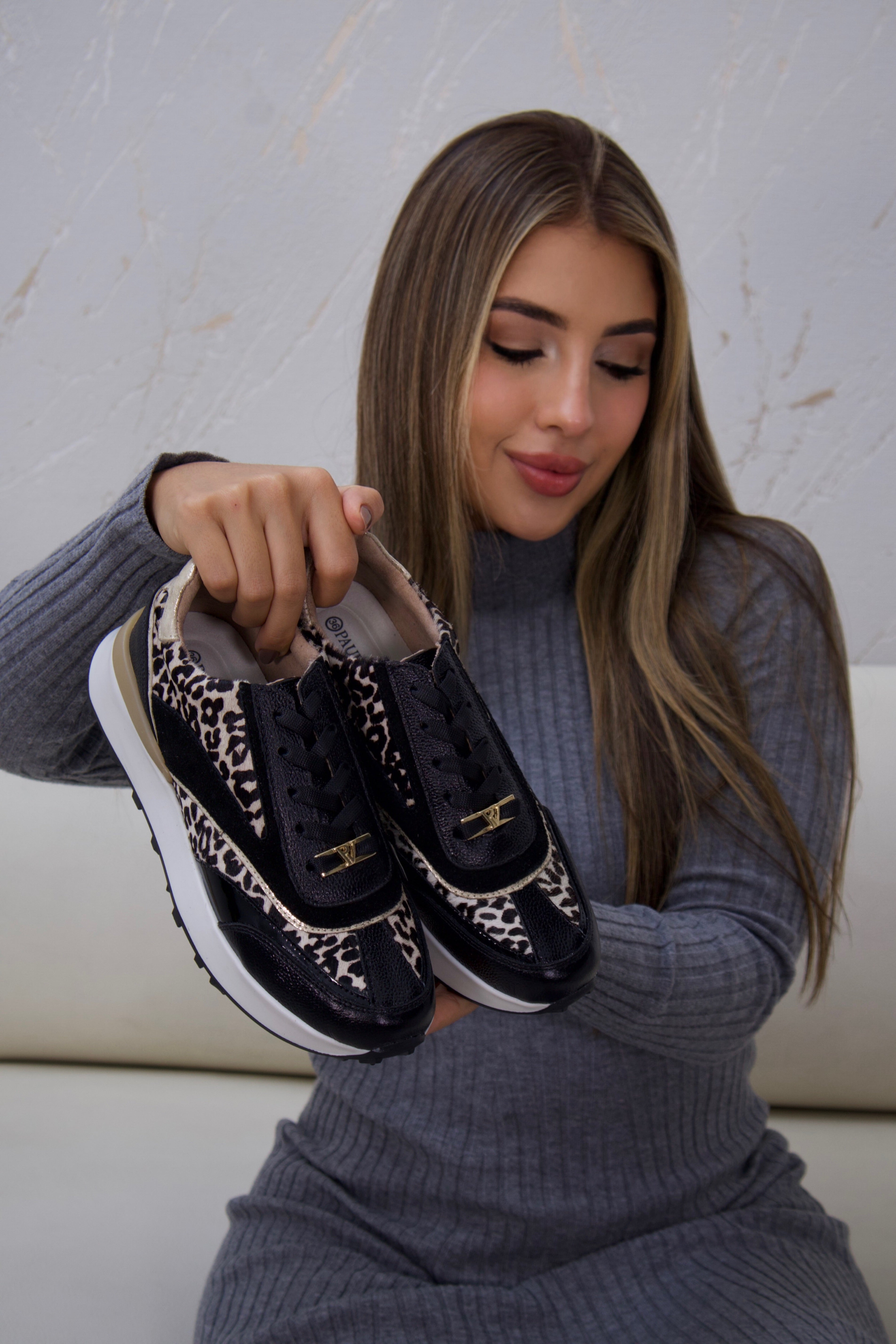 Tenis de cuero Bariloche Negro Folia luxury
