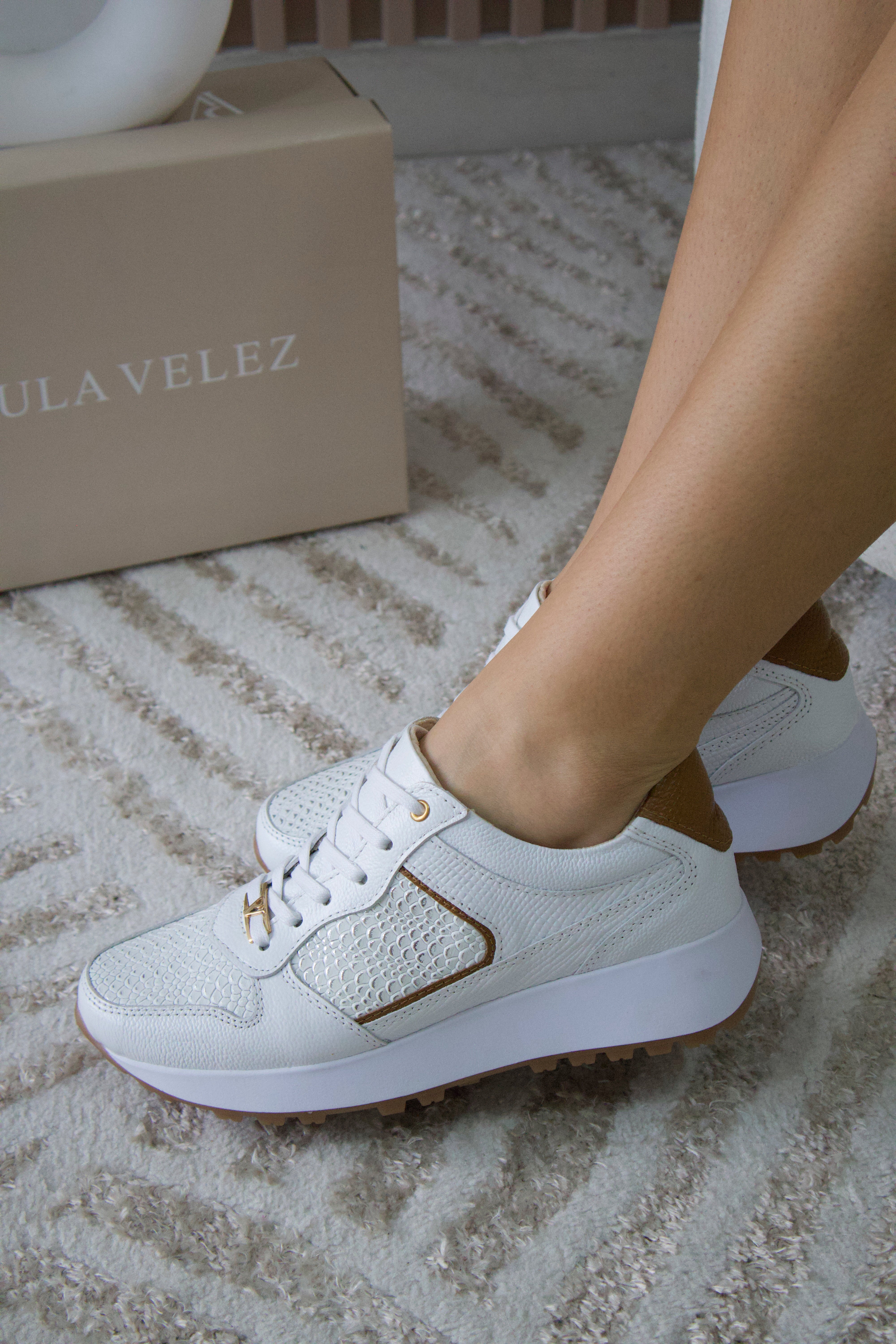 Tenis de cuero Romeo Blanco Miel