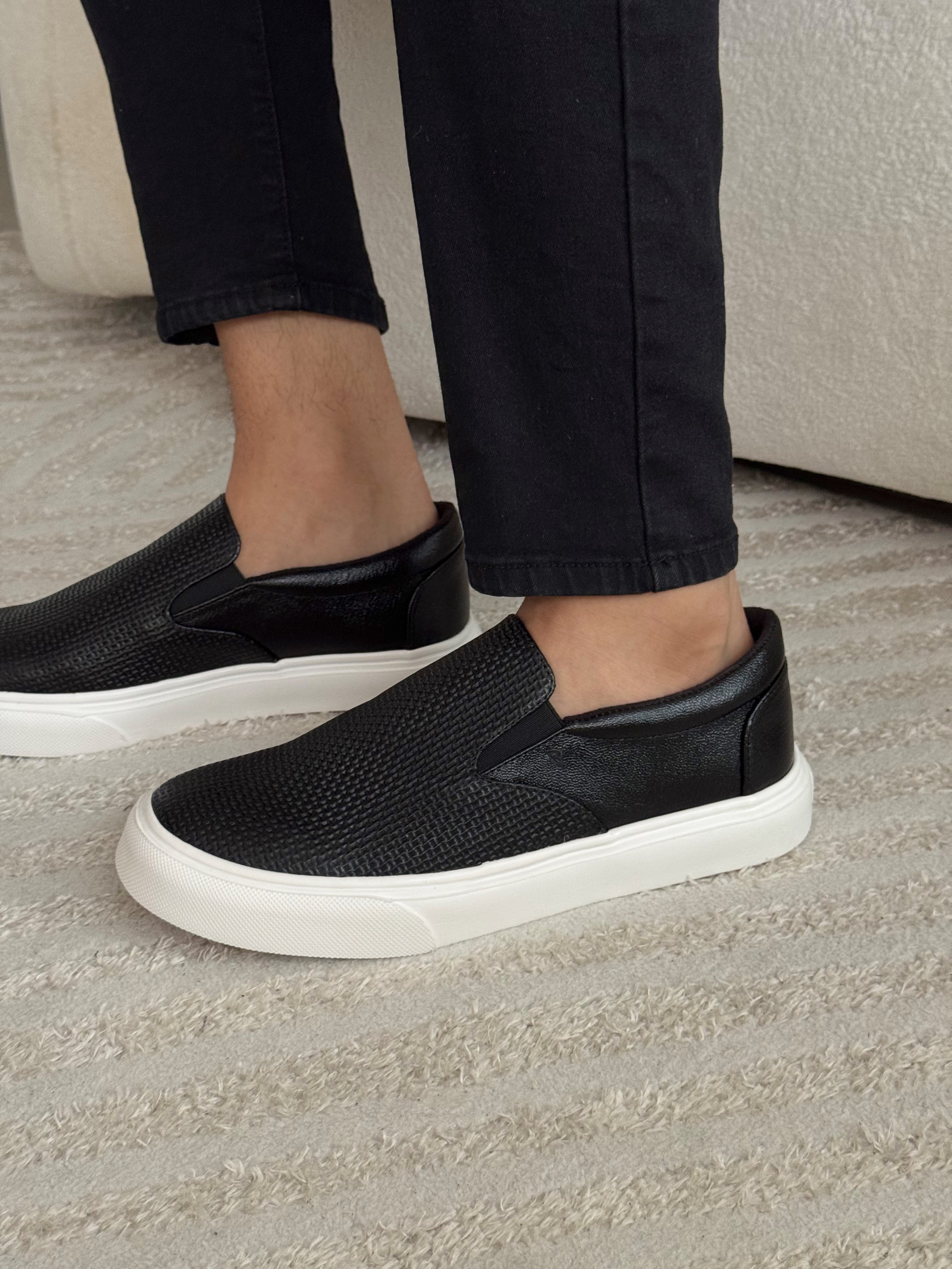 Tenis de hombre Lecco en cuero NEGRO