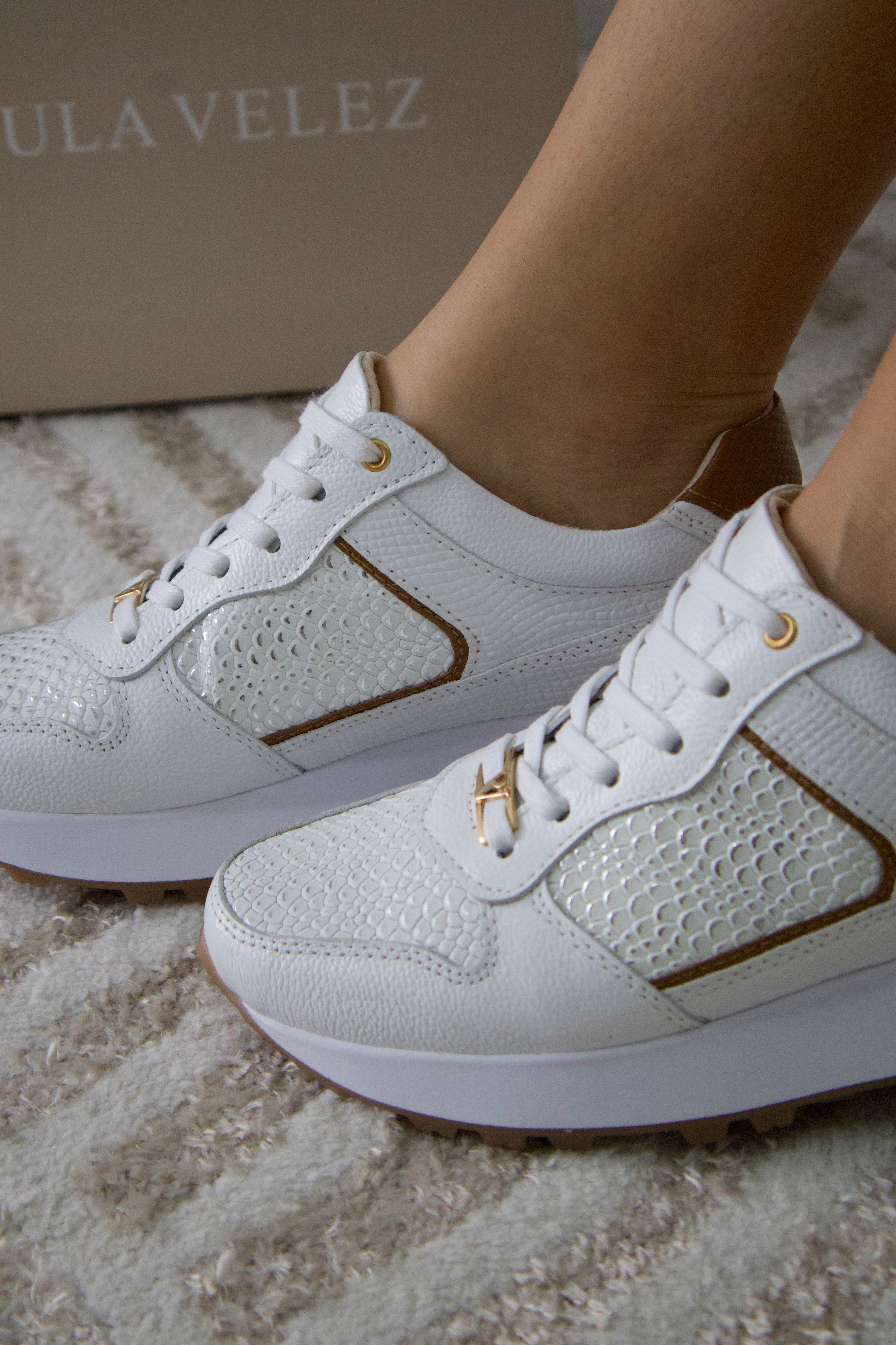 Tenis de cuero Romeo Blanco Miel