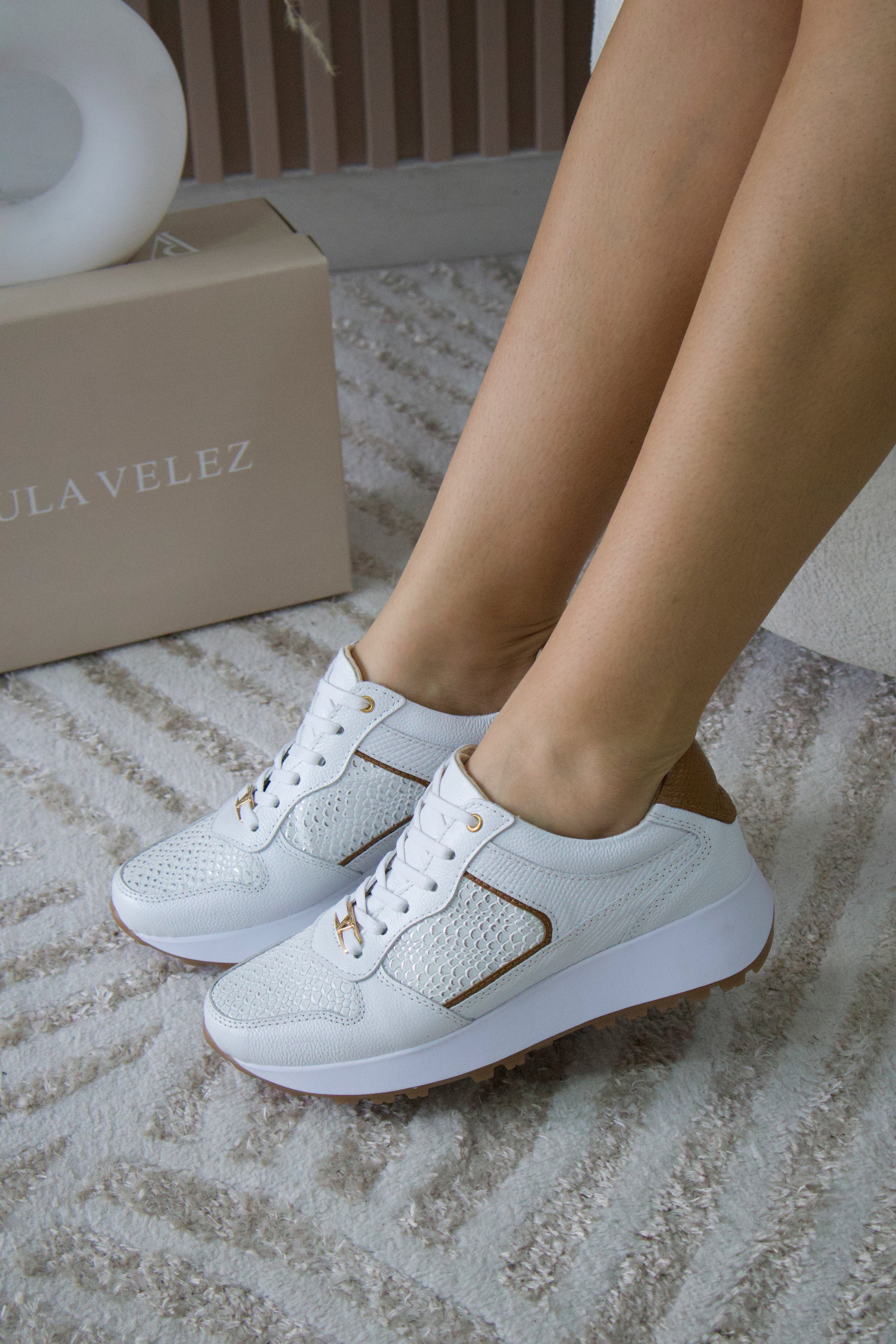 Tenis de cuero Romeo Blanco Miel
