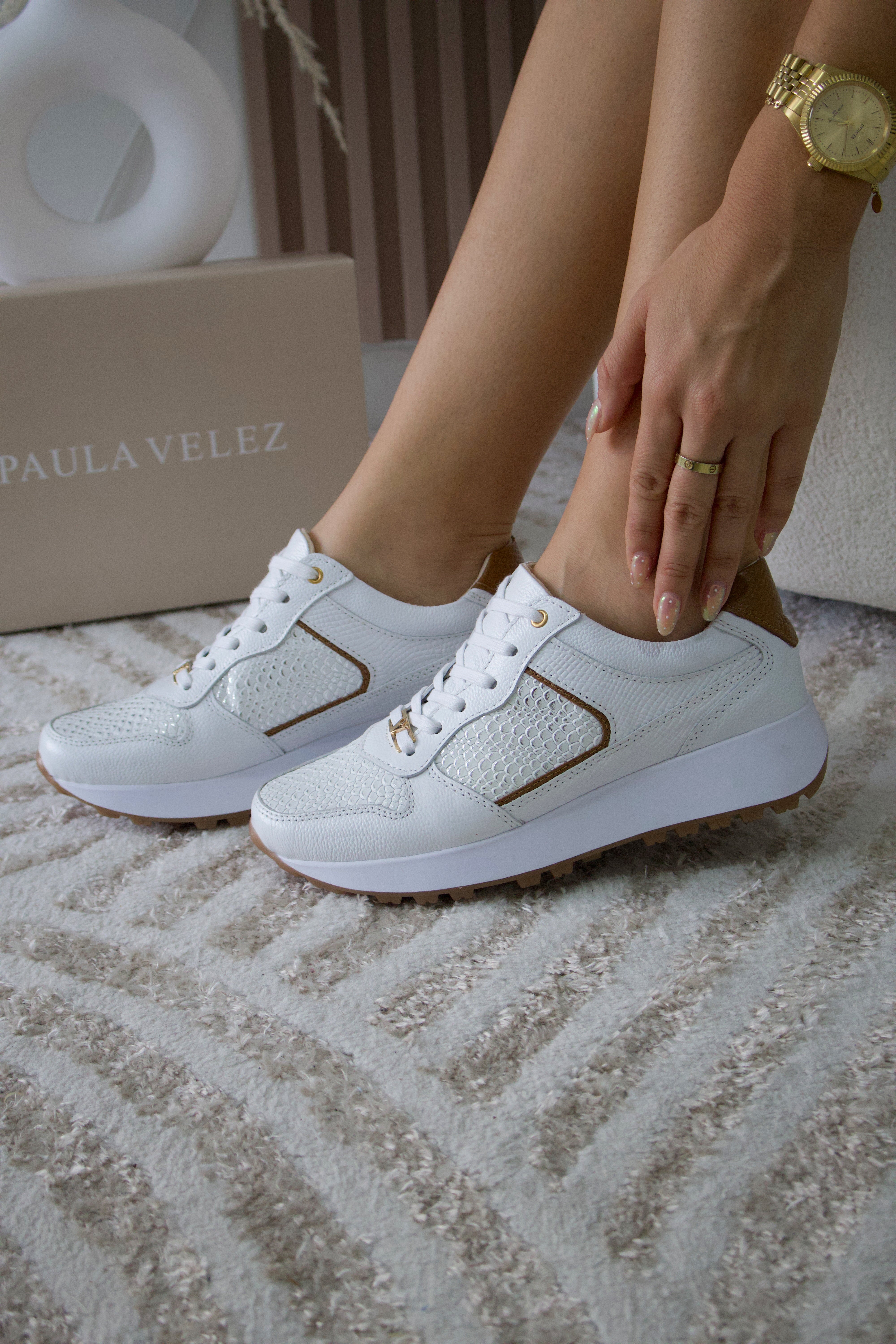 Tenis de cuero Romeo Blanco Miel