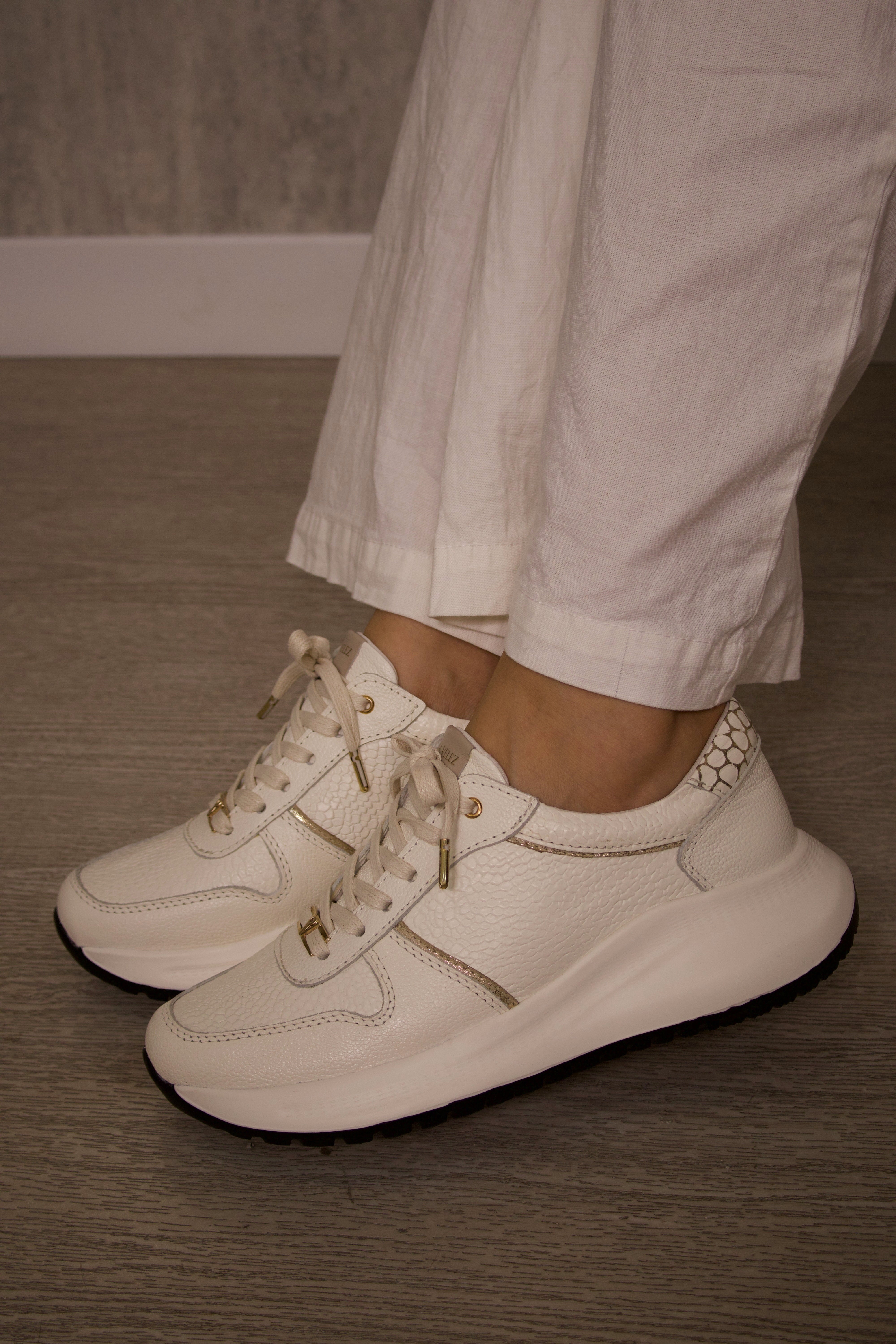 Tenis Channel Talco Oro en cuero