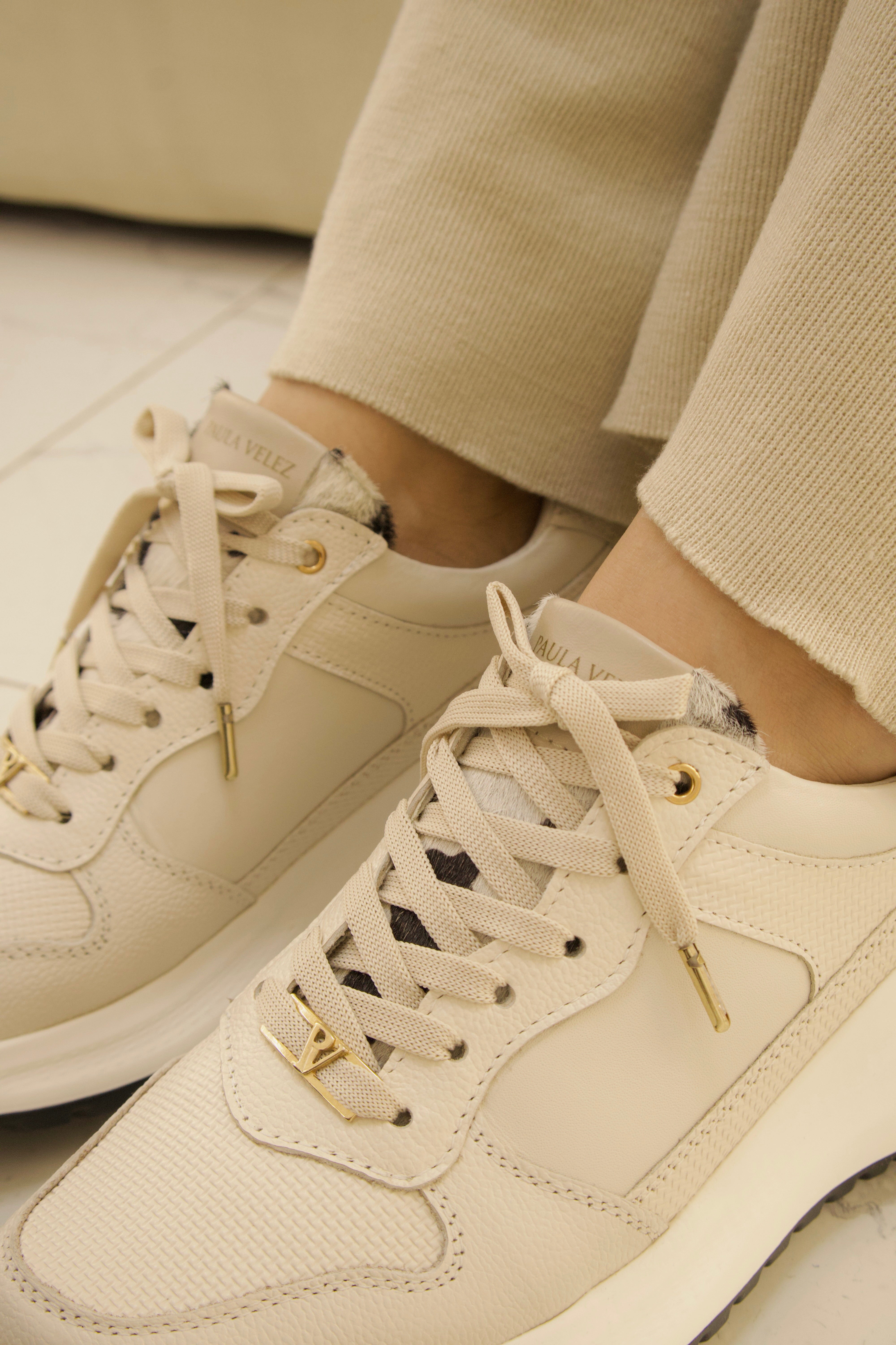 Tenis de cuero Romeo avena verde panda