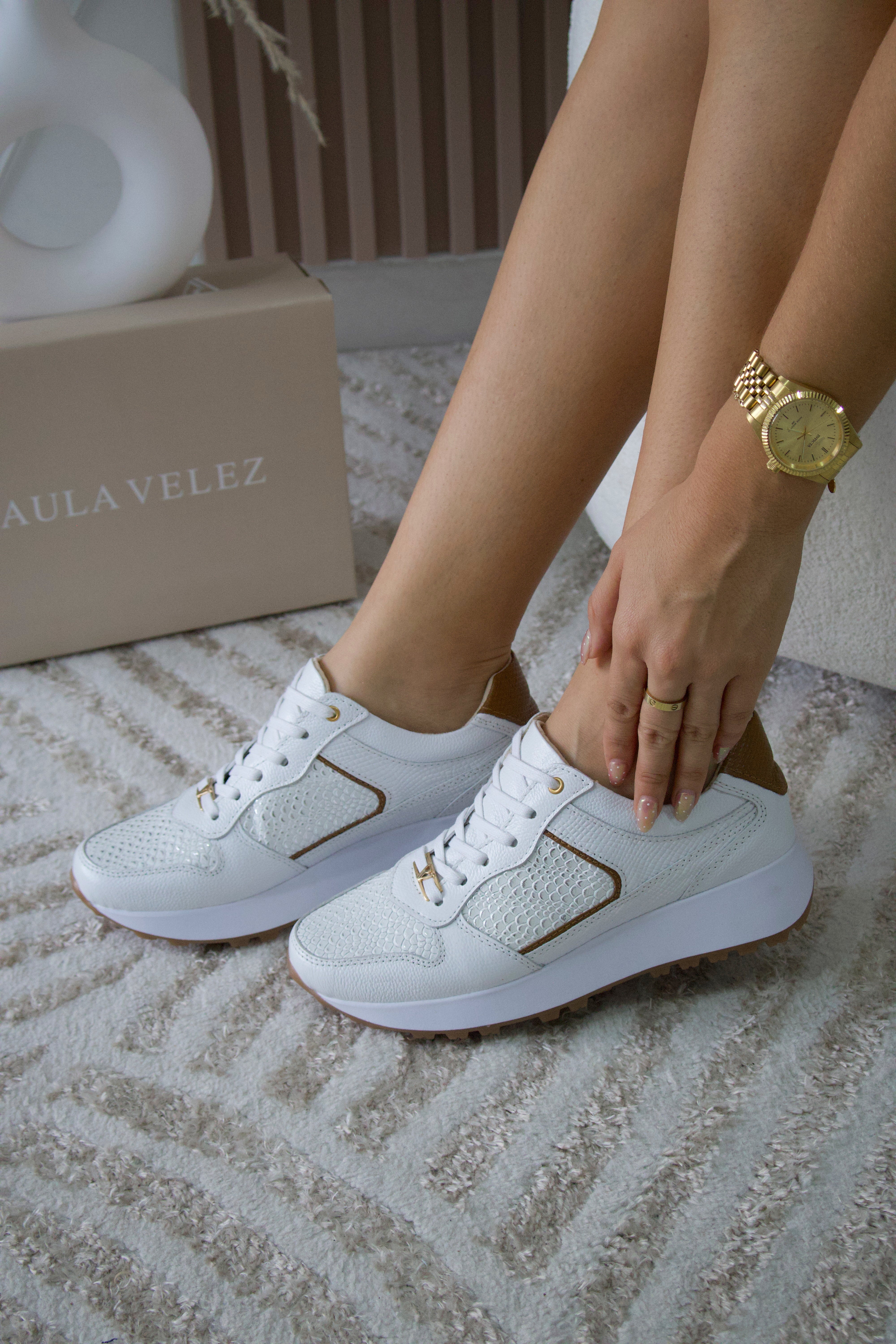 Tenis de cuero Romeo Blanco Miel