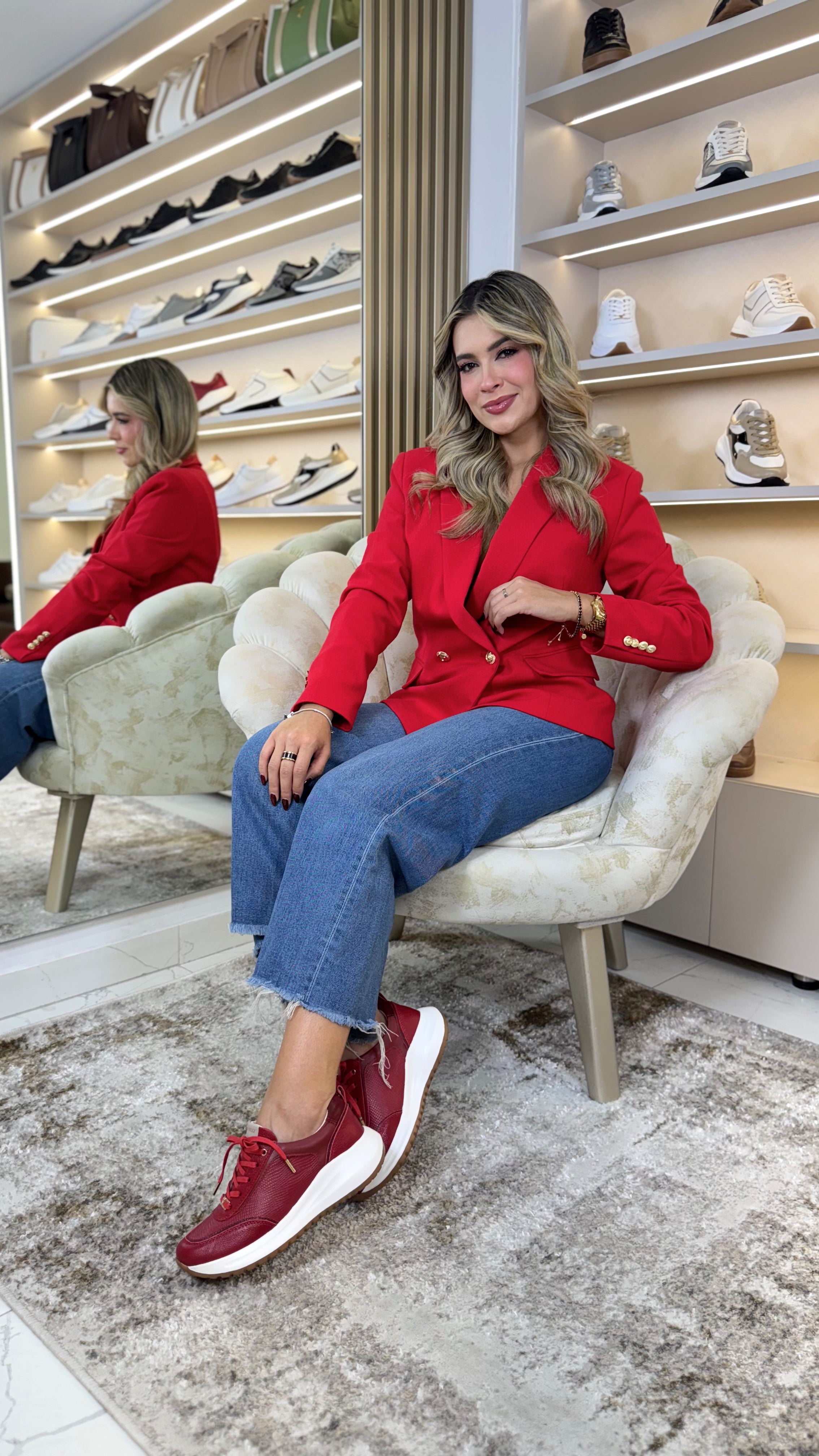 Tenis Origen Rojo en Cuero