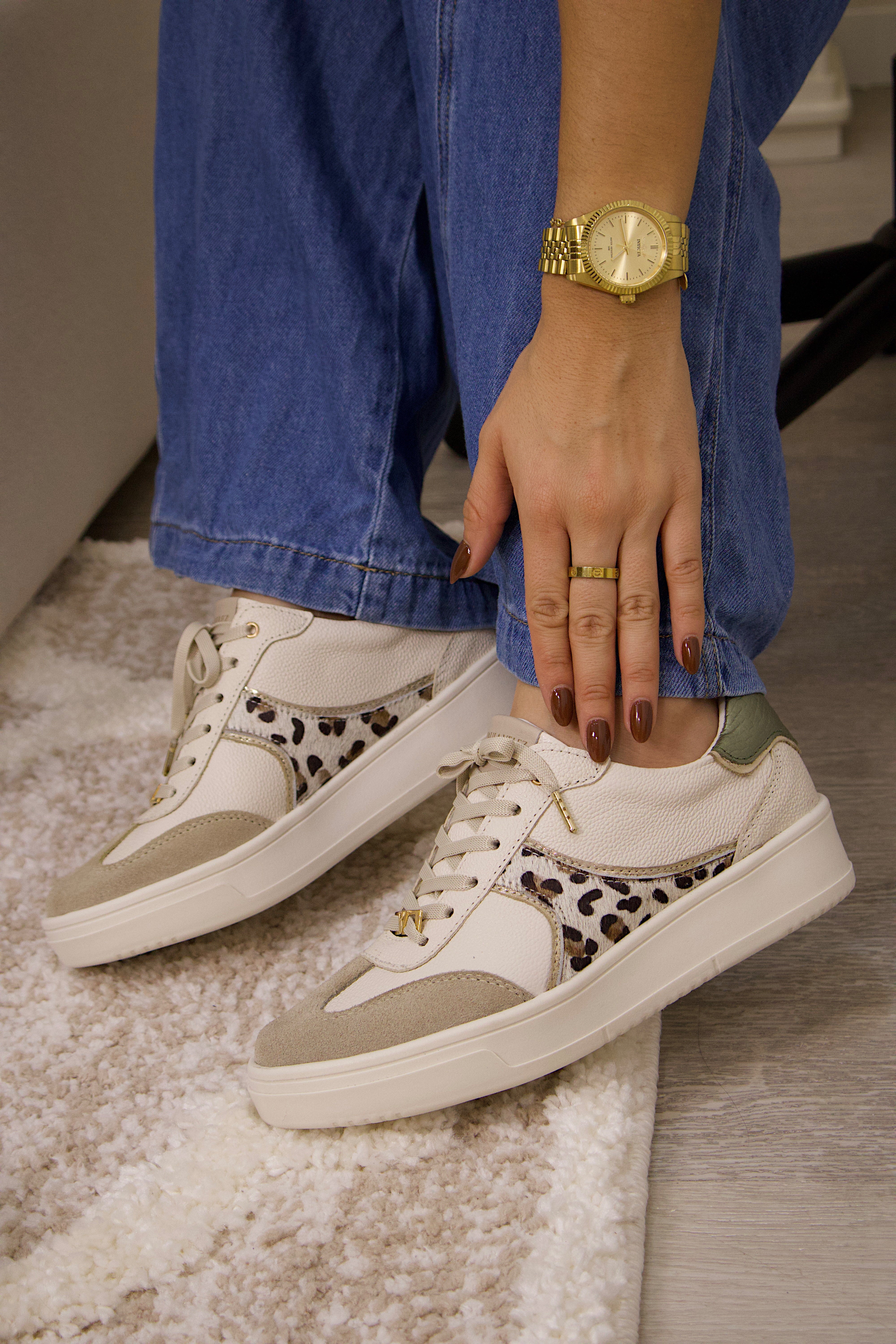 Tenis de cuero Milán avena x animal