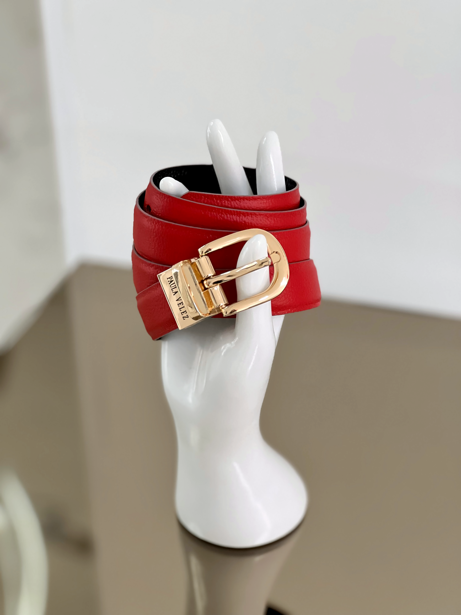 CINTURON DOBLE FAZ NEGRO X ROJO