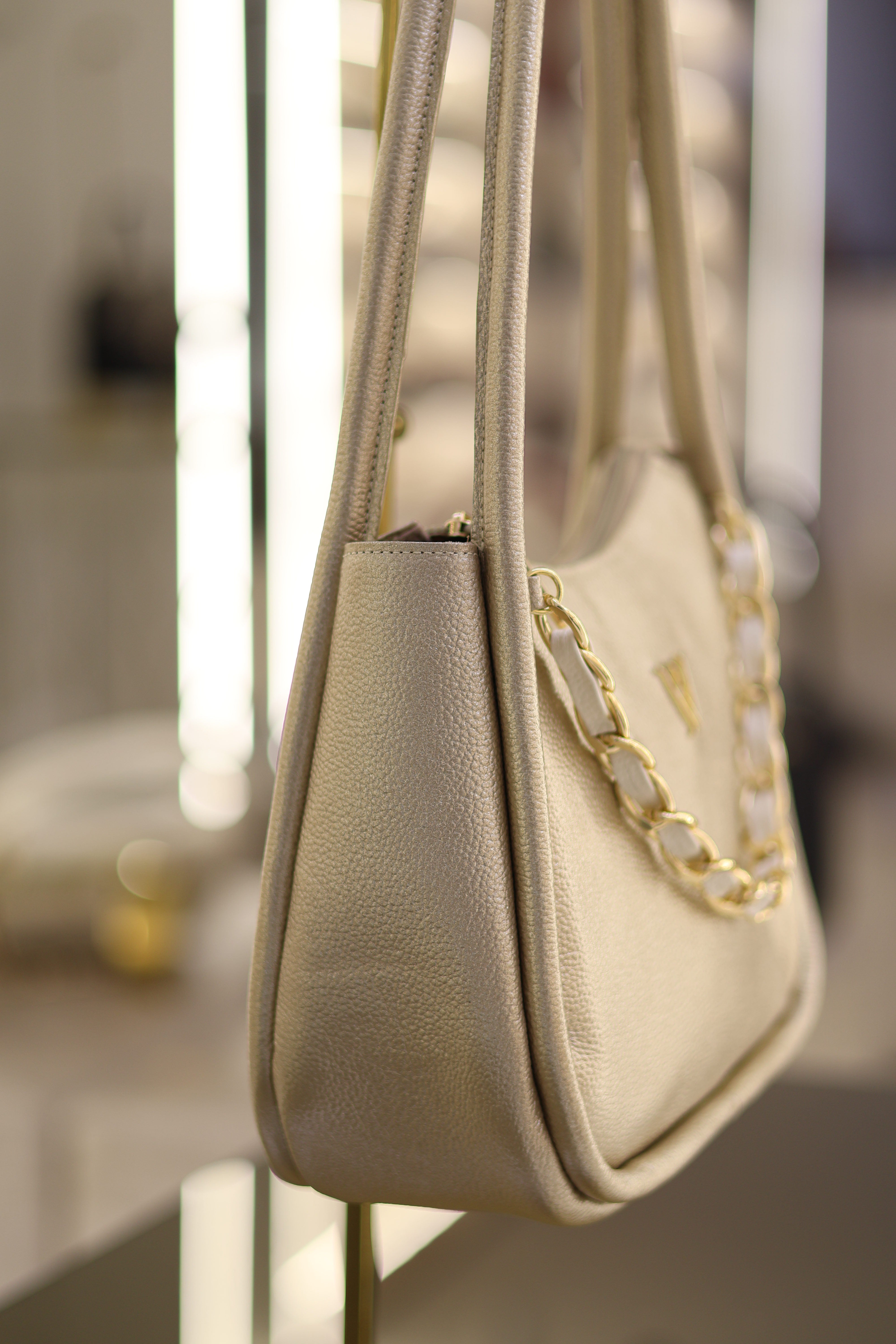 Bolso ally Champán en cuero