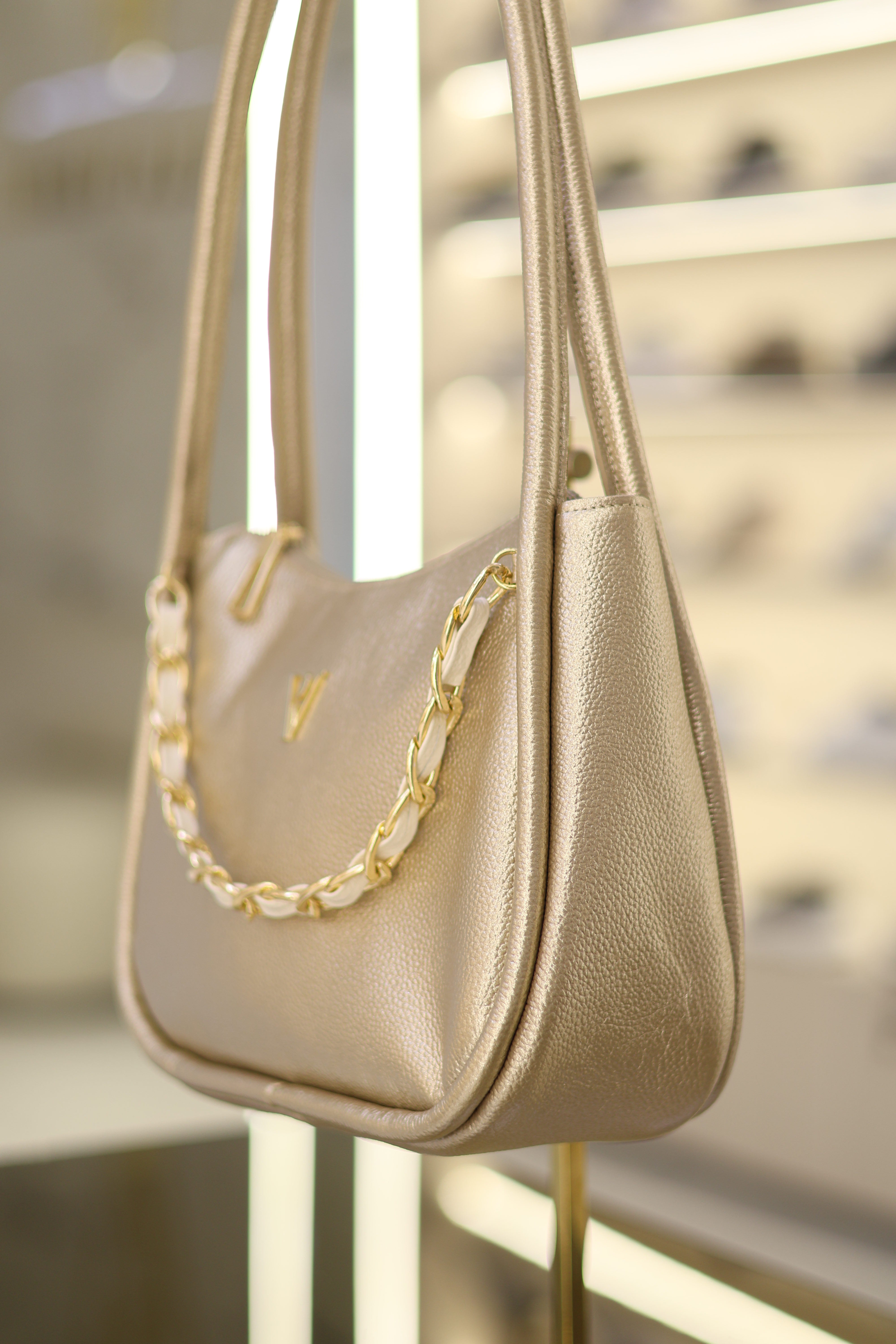 Bolso ally Champán en cuero