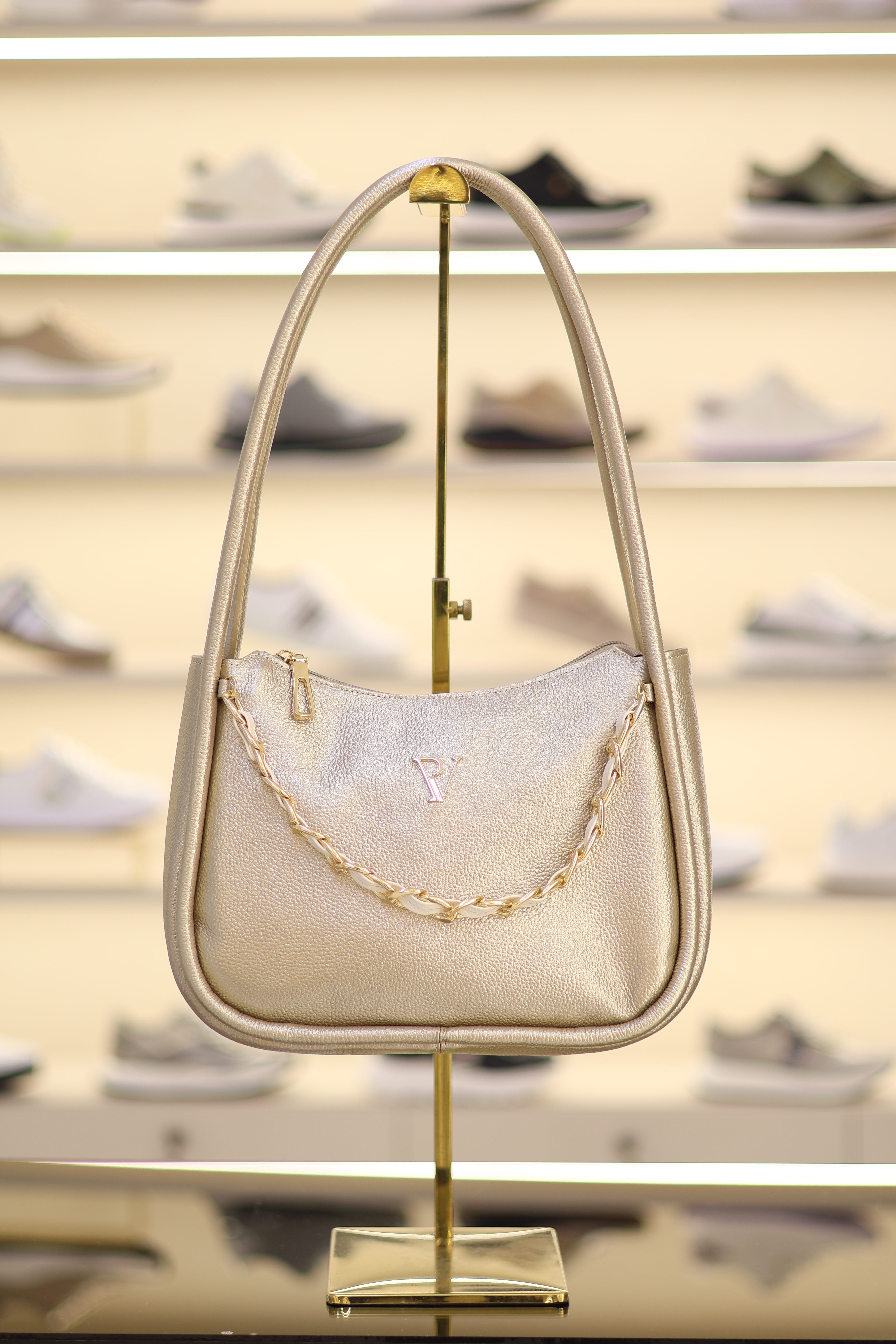 Bolso ally Champán en cuero