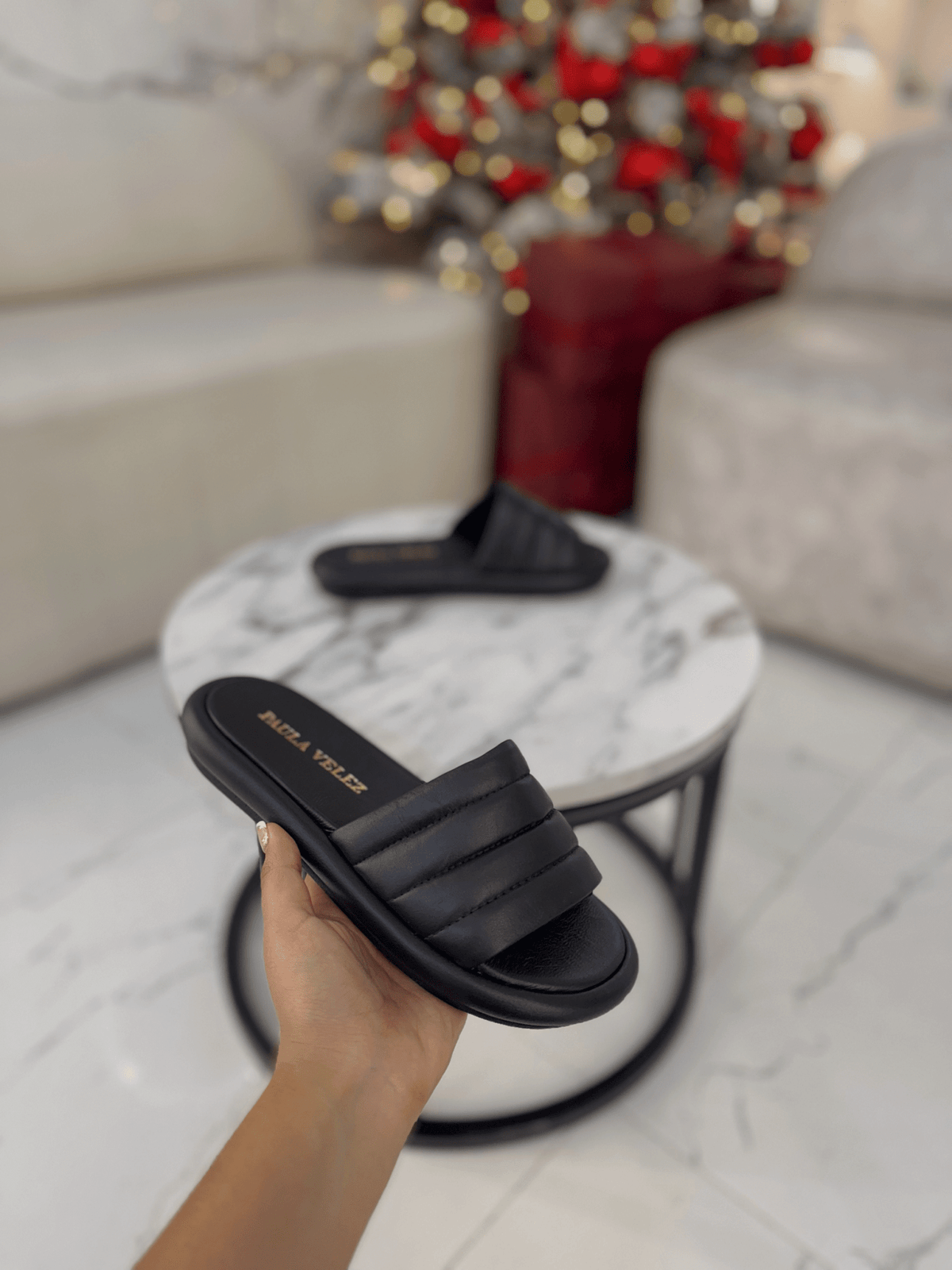 Sandalias Aura en cuero negro para mujer - Paula Vélez - PAULA VELEZ