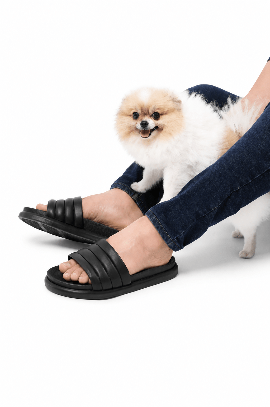 Sandalias negras en cuero para hombre - PAULA VELEZ