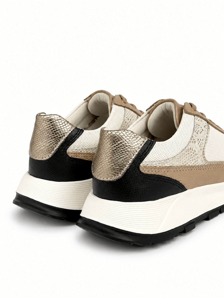 Tenis Romeo Negro Marfil en Cuero - PAULA VELEZ