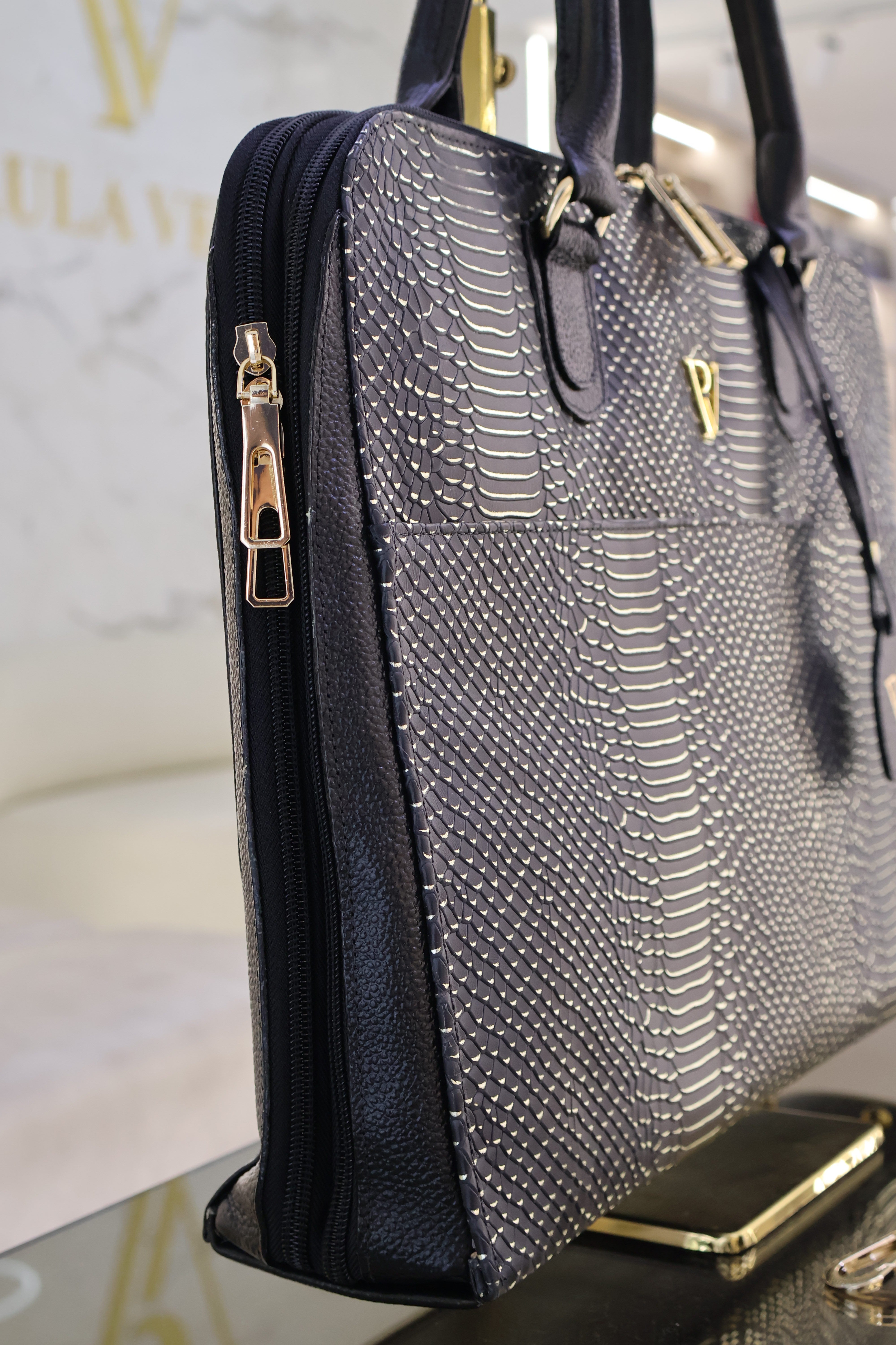 Bolso de cuero ejecutivo negro x folia