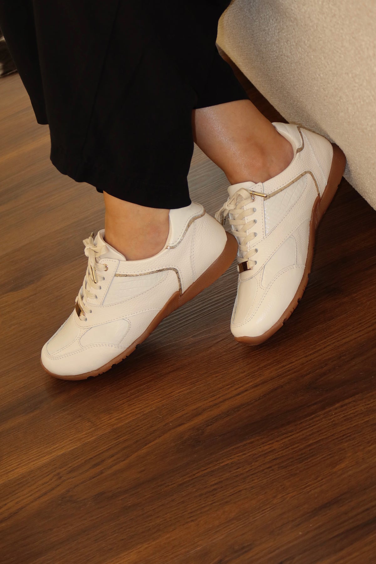 Tenis Boreal Marfil Miu en Cuero - Paula Vélez