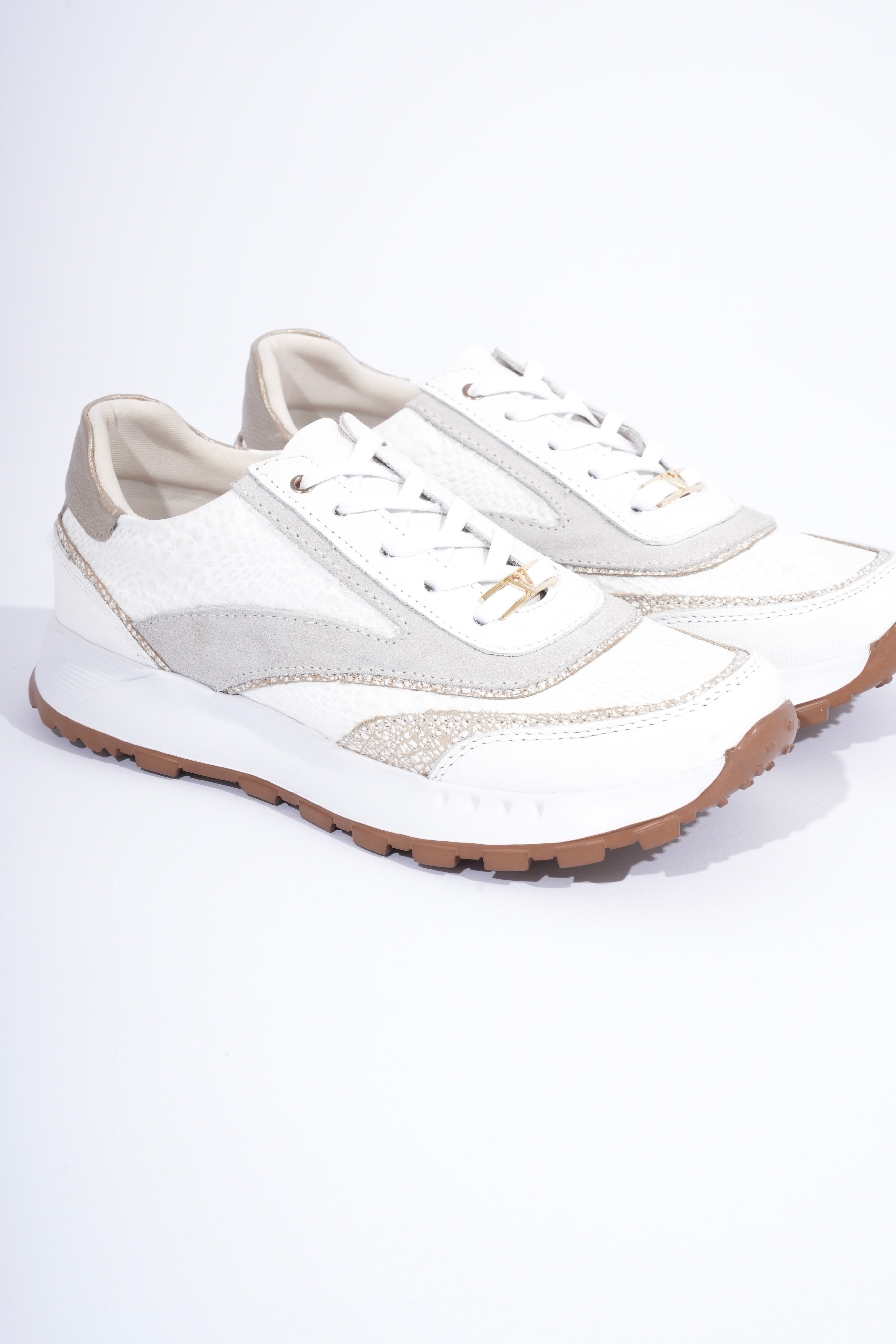 Bariloche Blanco Folia Danubio Tenis en Cuero