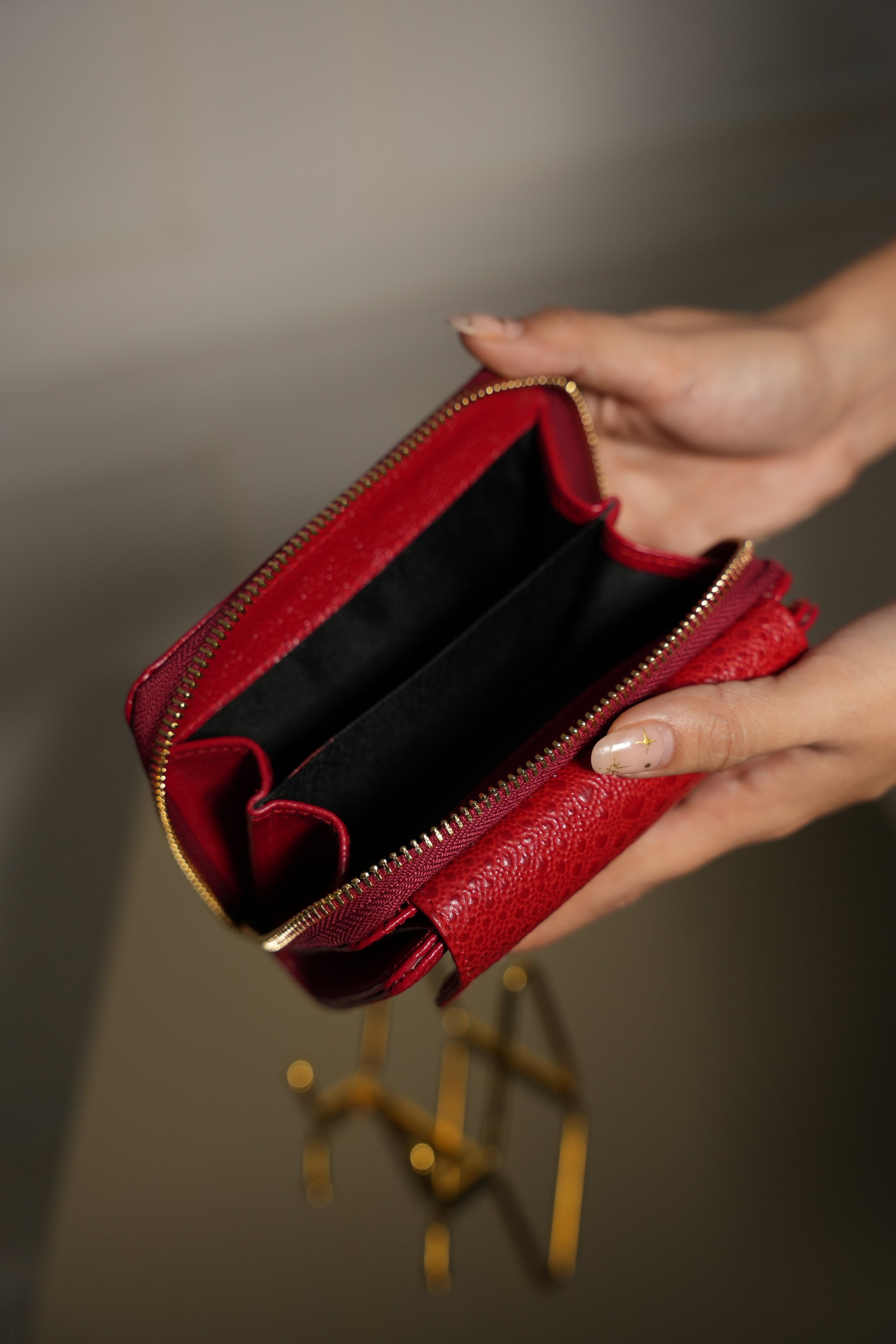 Billetera roja en cuero Leather