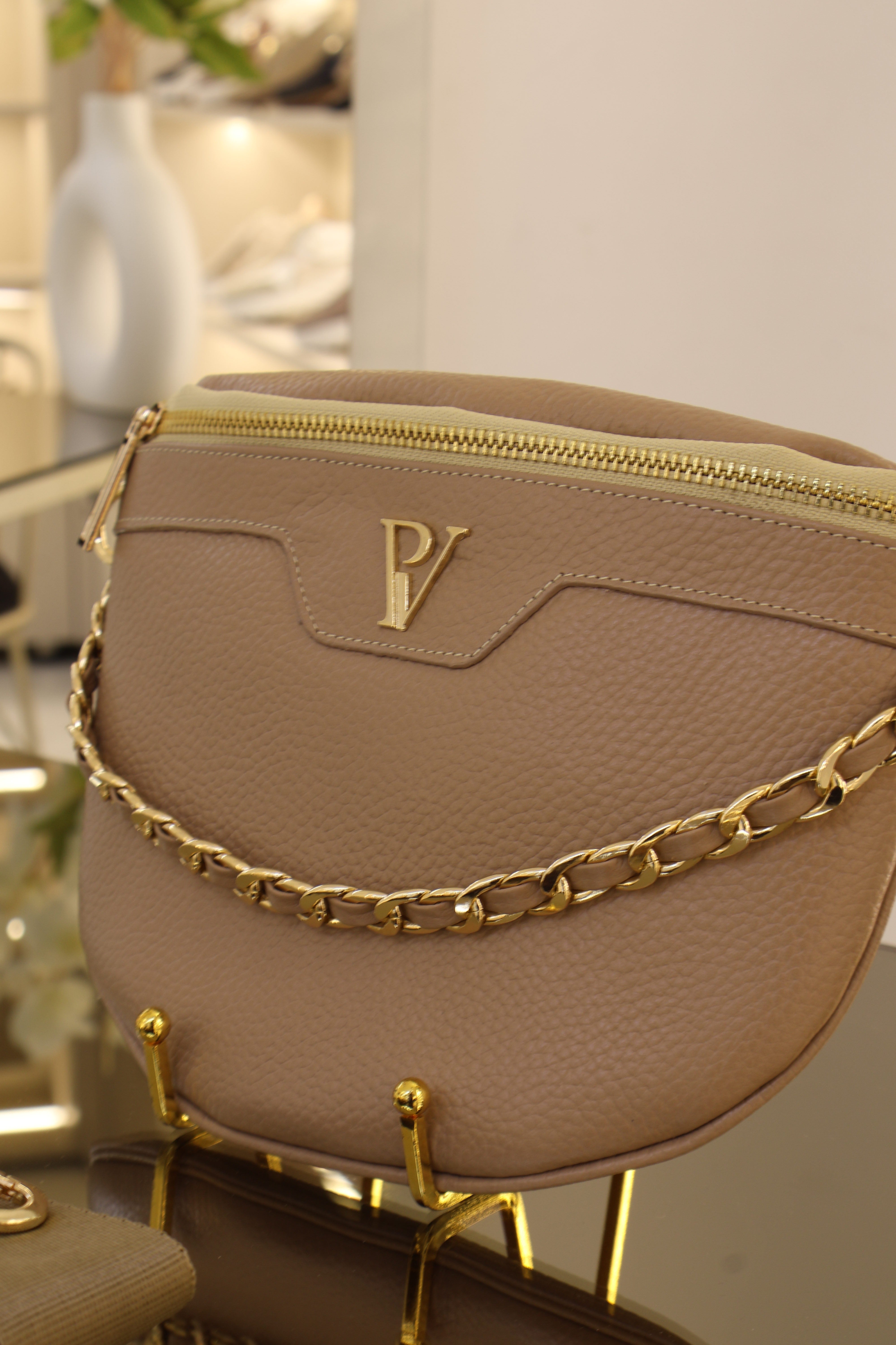 Riñonera Taupe en cuero