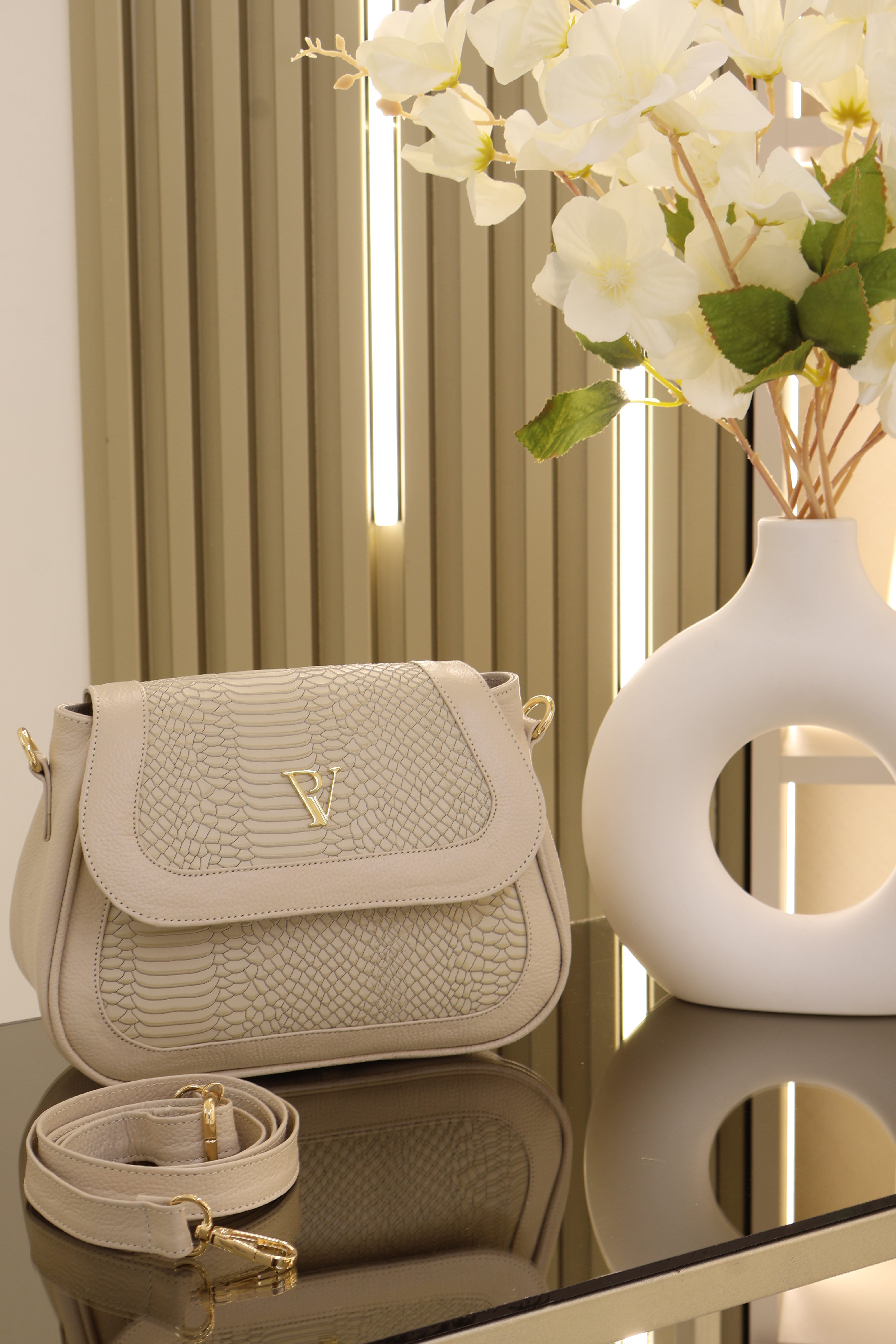 Bolso Siena en cuero Talco