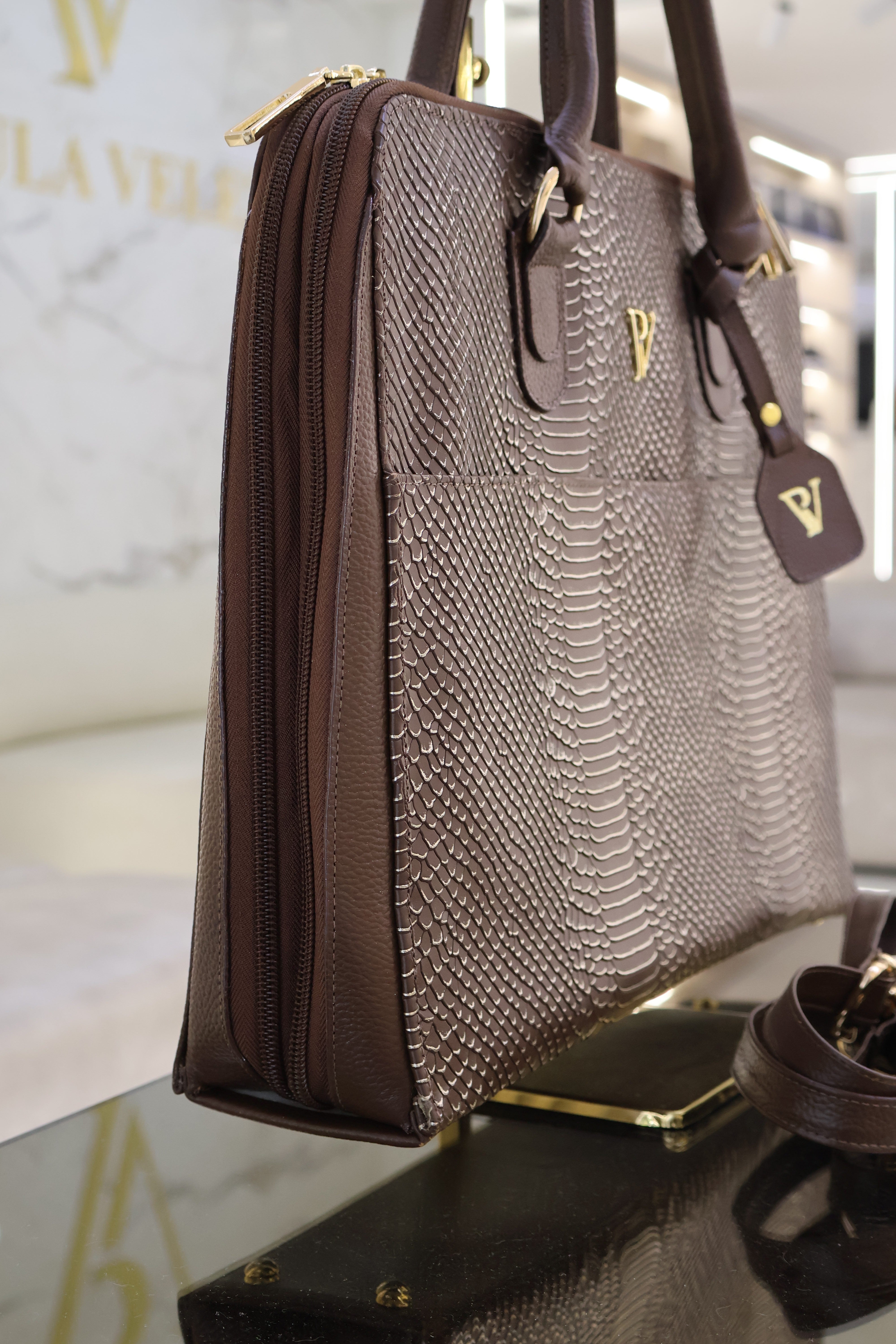 Bolso de cuero ejecutivo café x folia