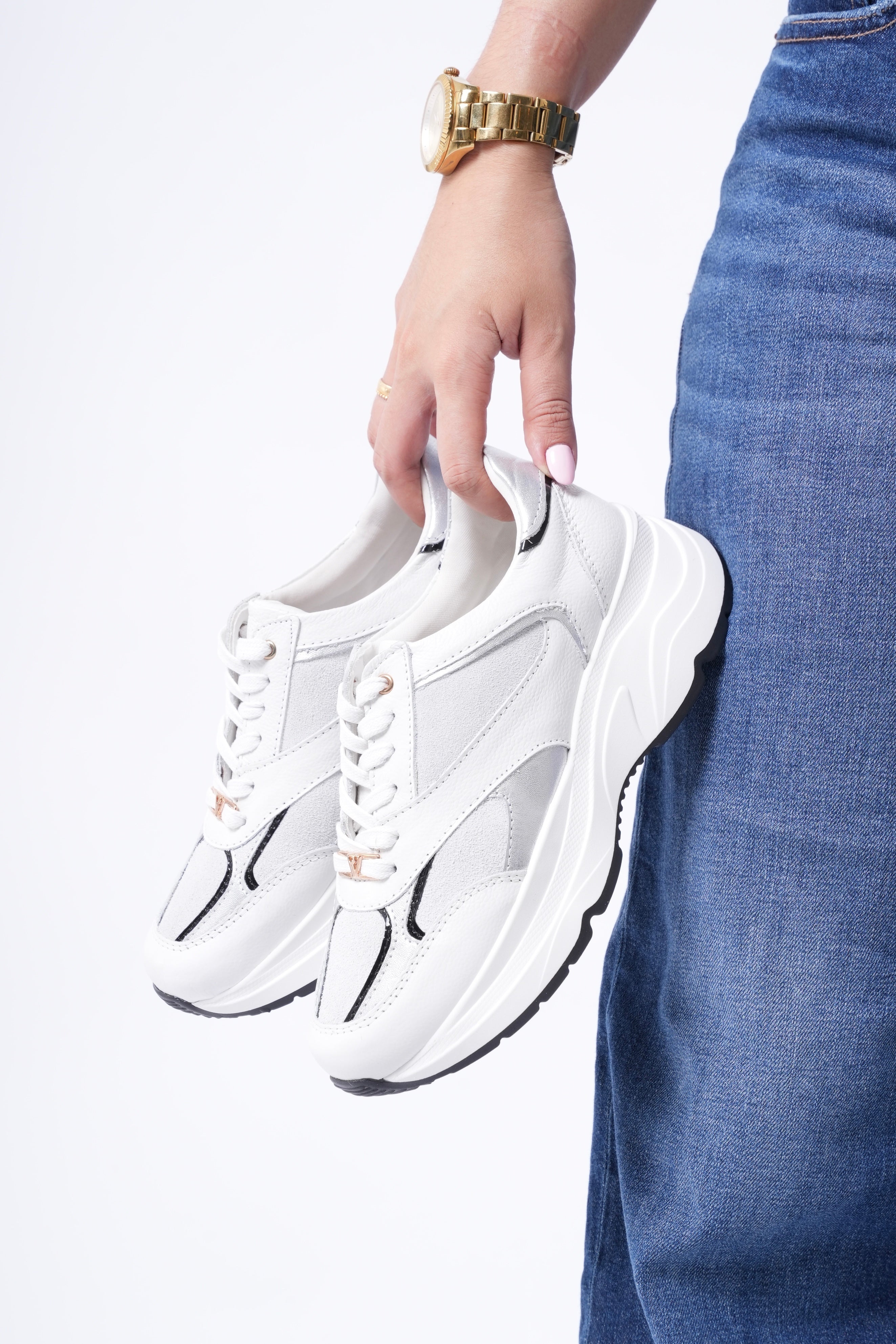 Tenis Boreal Blanco Gamuza Gris Plata en Cuero