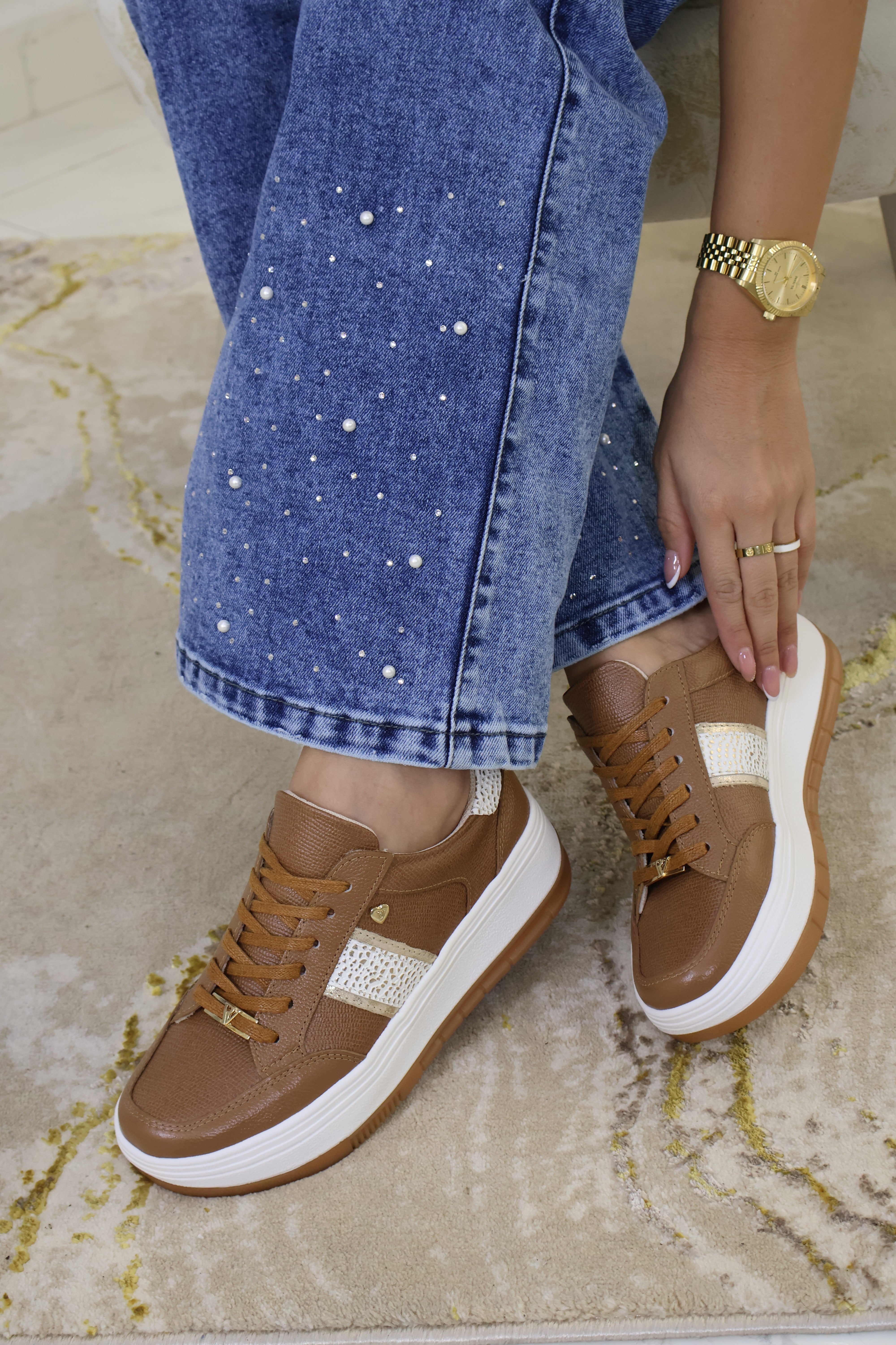 Tenis Aspen en cuero Miel