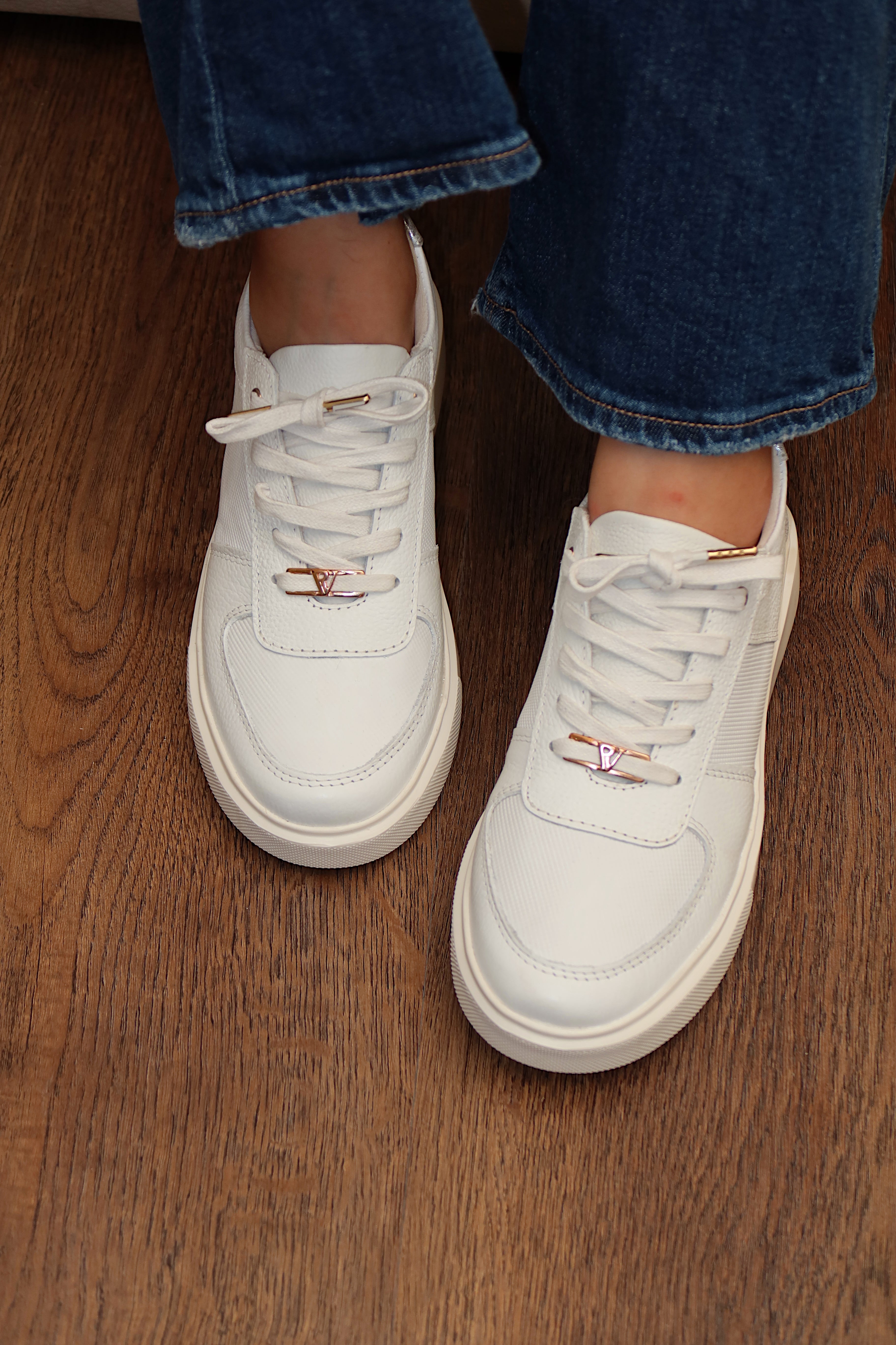 Tenis S-04 Blanco en cuero