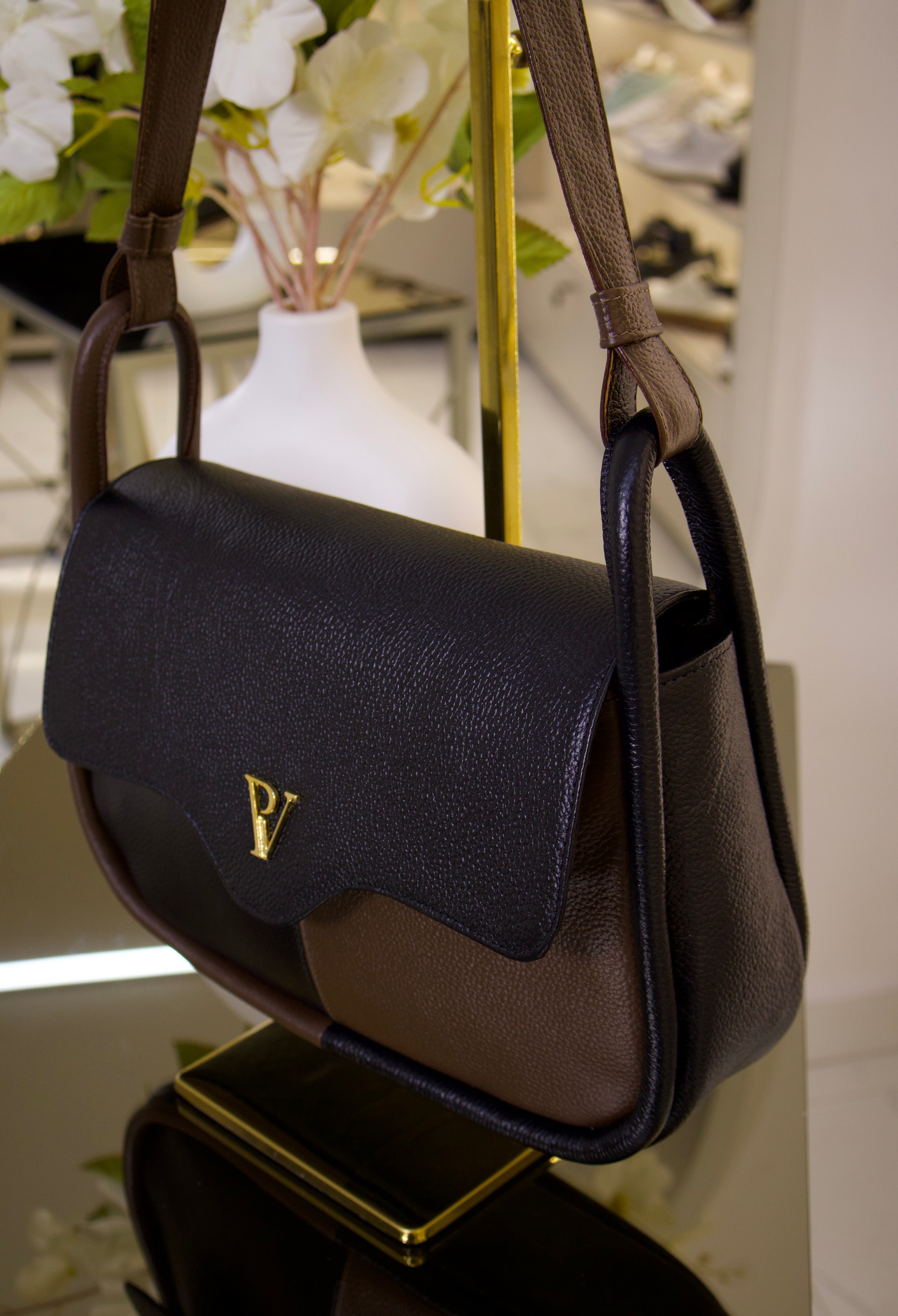 Bolso Anastasia Cafe x negro en cuero