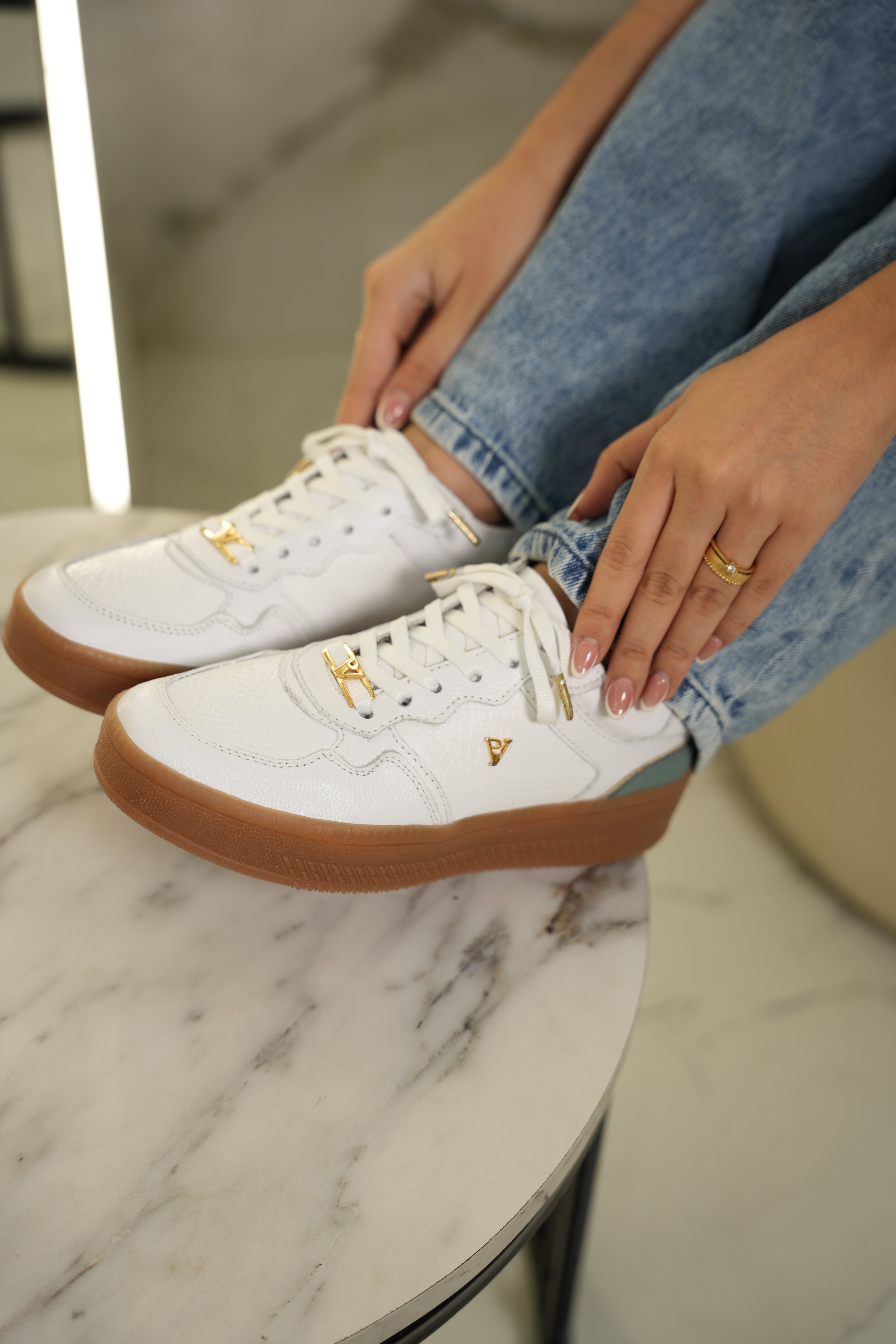 Tenis paris blanco agave en cuero