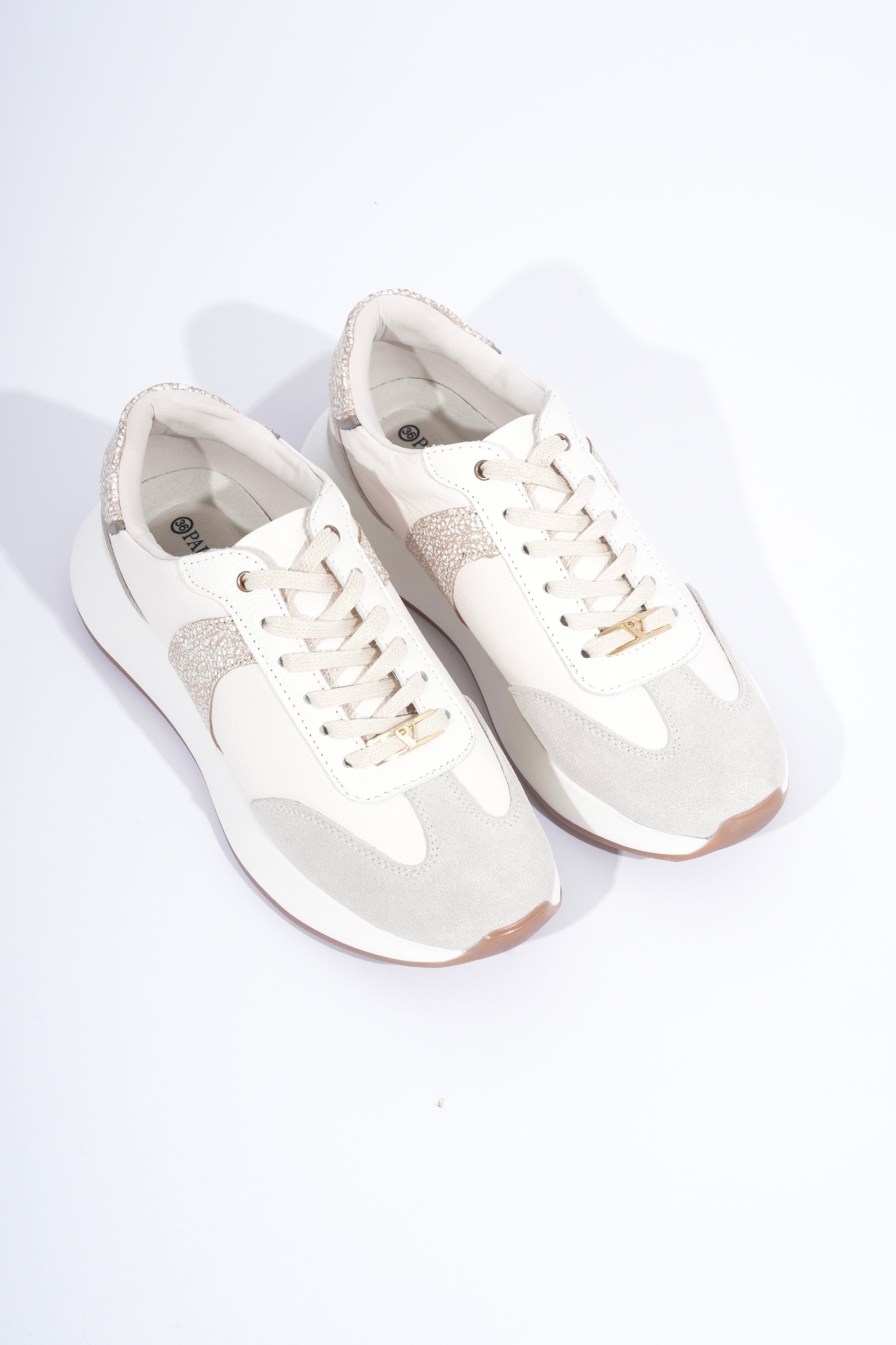 Milán Marfil Gris Folia Oro Munich Tenis en Cuero
