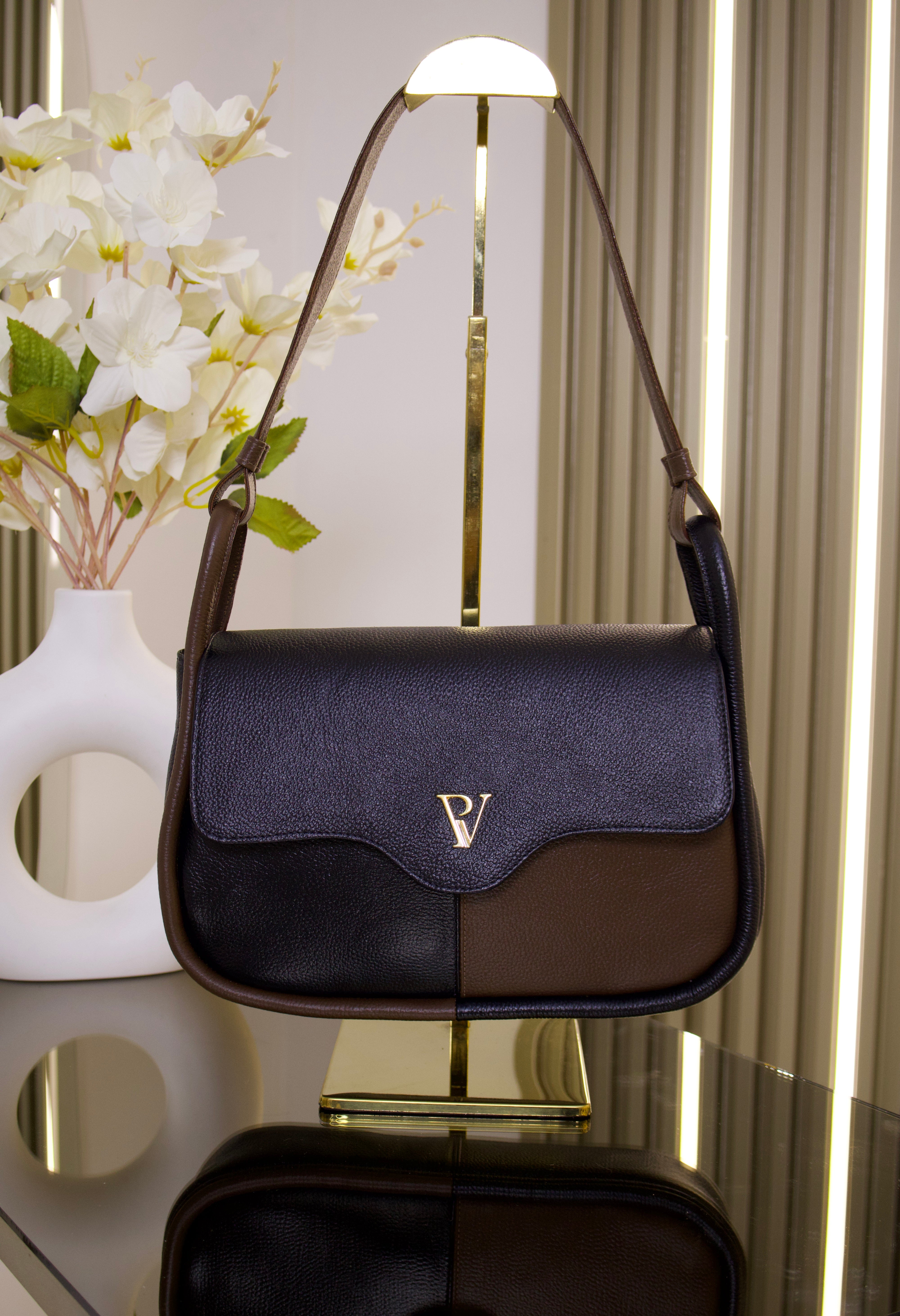 Bolso Anastasia Cafe x negro en cuero
